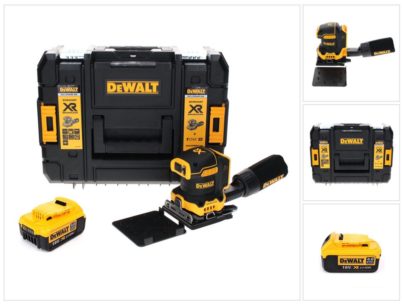 DeWalt Akku-Schwingschleifer DCW 200 NT Akku Vibrationsschleifer 18 V 108x115 mm + 1x Akku 4,0A h