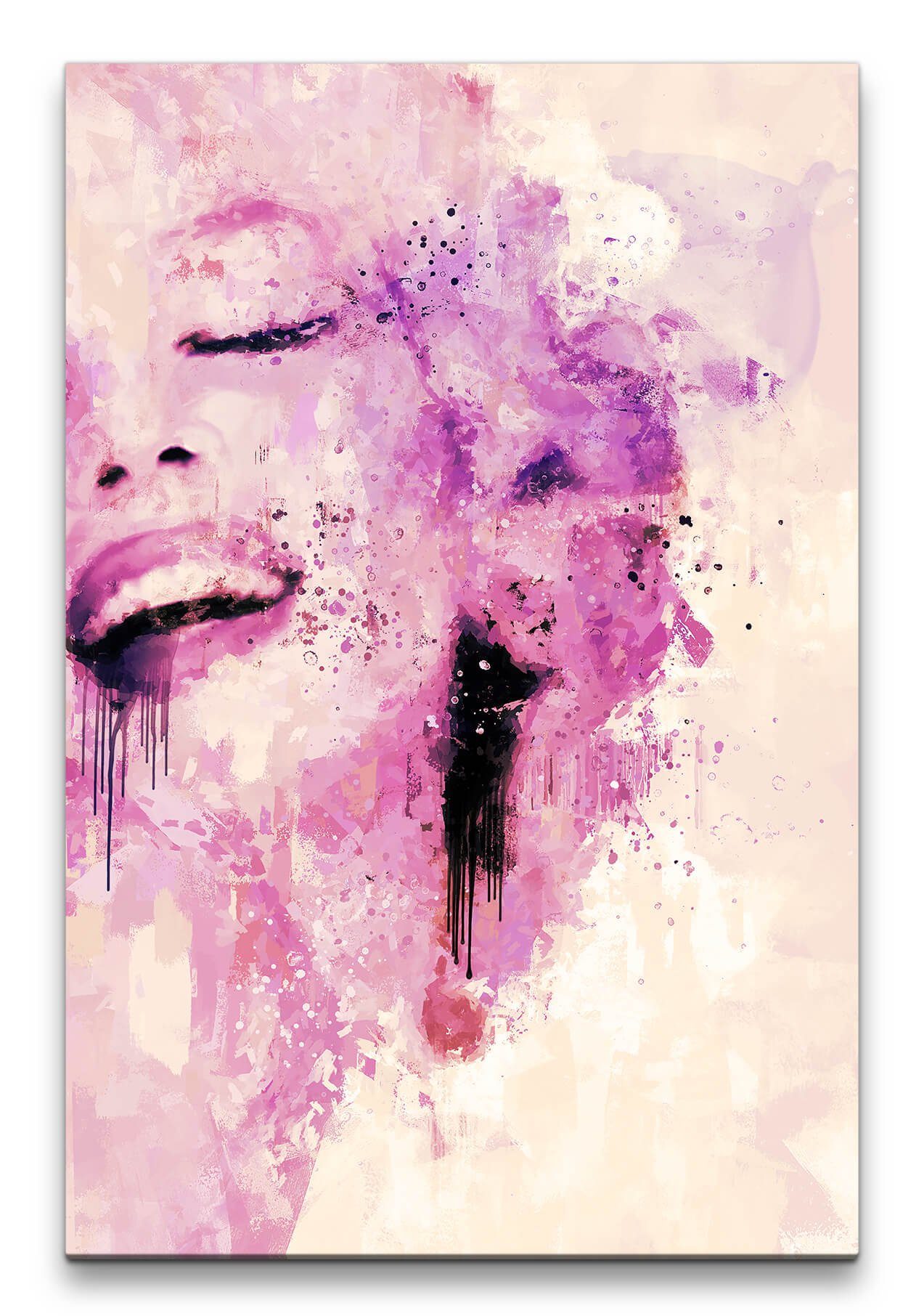 Sinus Art Leinwandbild Marilyn Monroe Porträt Abstrakt Kunst Ikone Hollywood Filmstar 60x90cm Leinwandbild