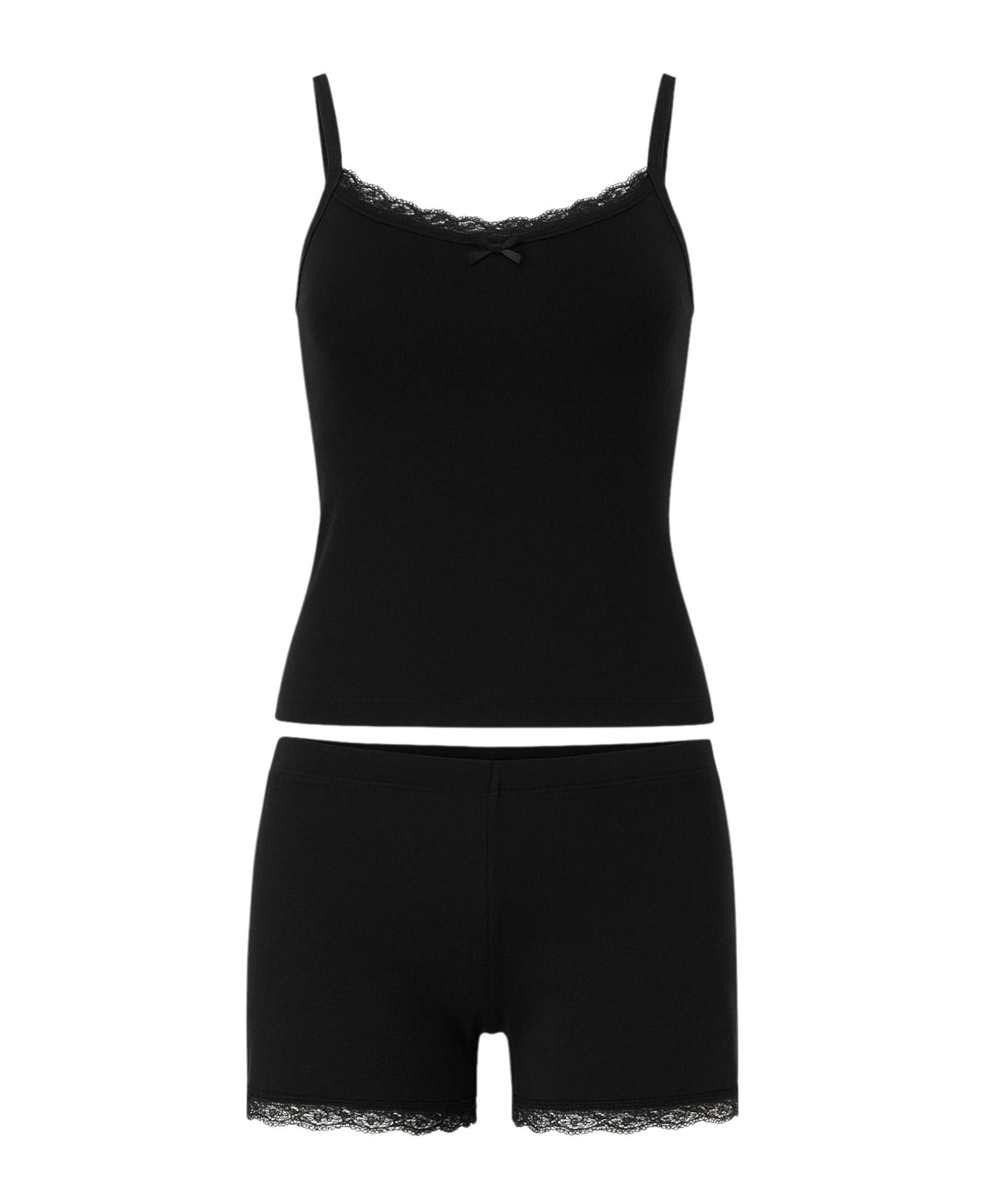 fashionshowcase Pyjama Damen Hausanzug – Schlafanzug mit Shorts & Top, schw günstig online kaufen