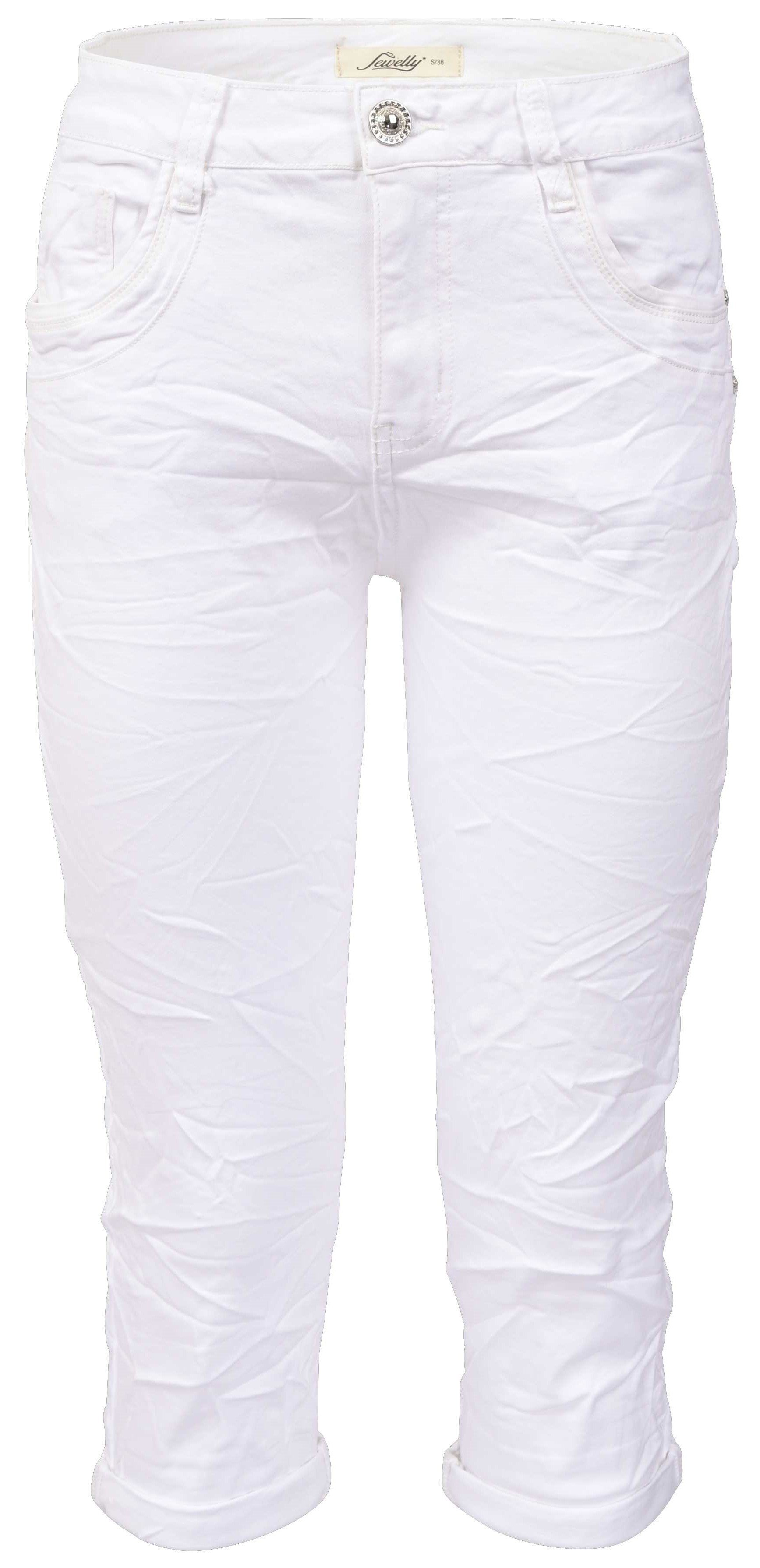 Jewelly Regular-fit-Jeans Capri Jeans im Crash-Look, günstig online kaufen