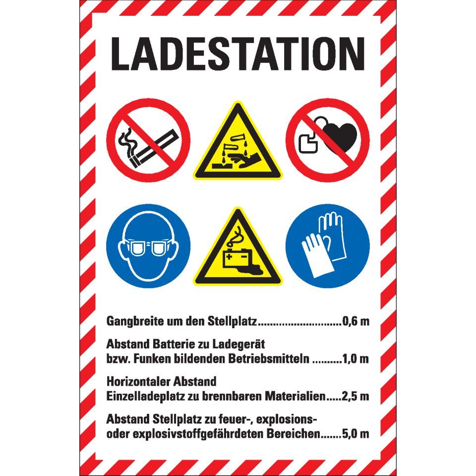 Hinweisschild Hinweis-Schild LADESTATION, Text/Piktogramme ASR/ISO, Folie, 200x300mm