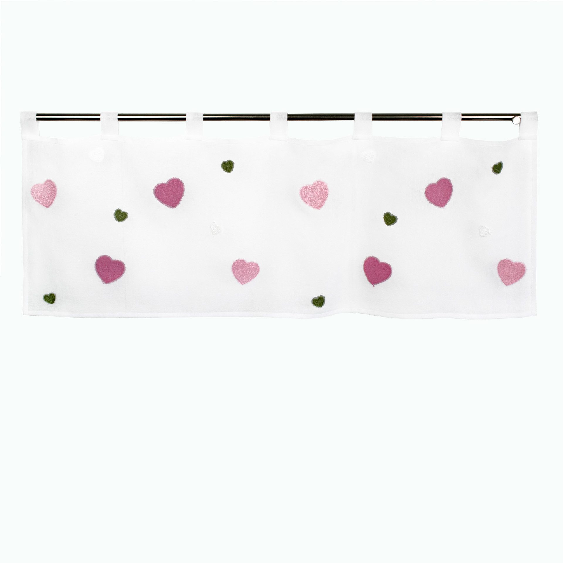 Delindo Lifestyle Scheibengardine bunte Herzen, Kinderzimmer Bistrogardine günstig online kaufen