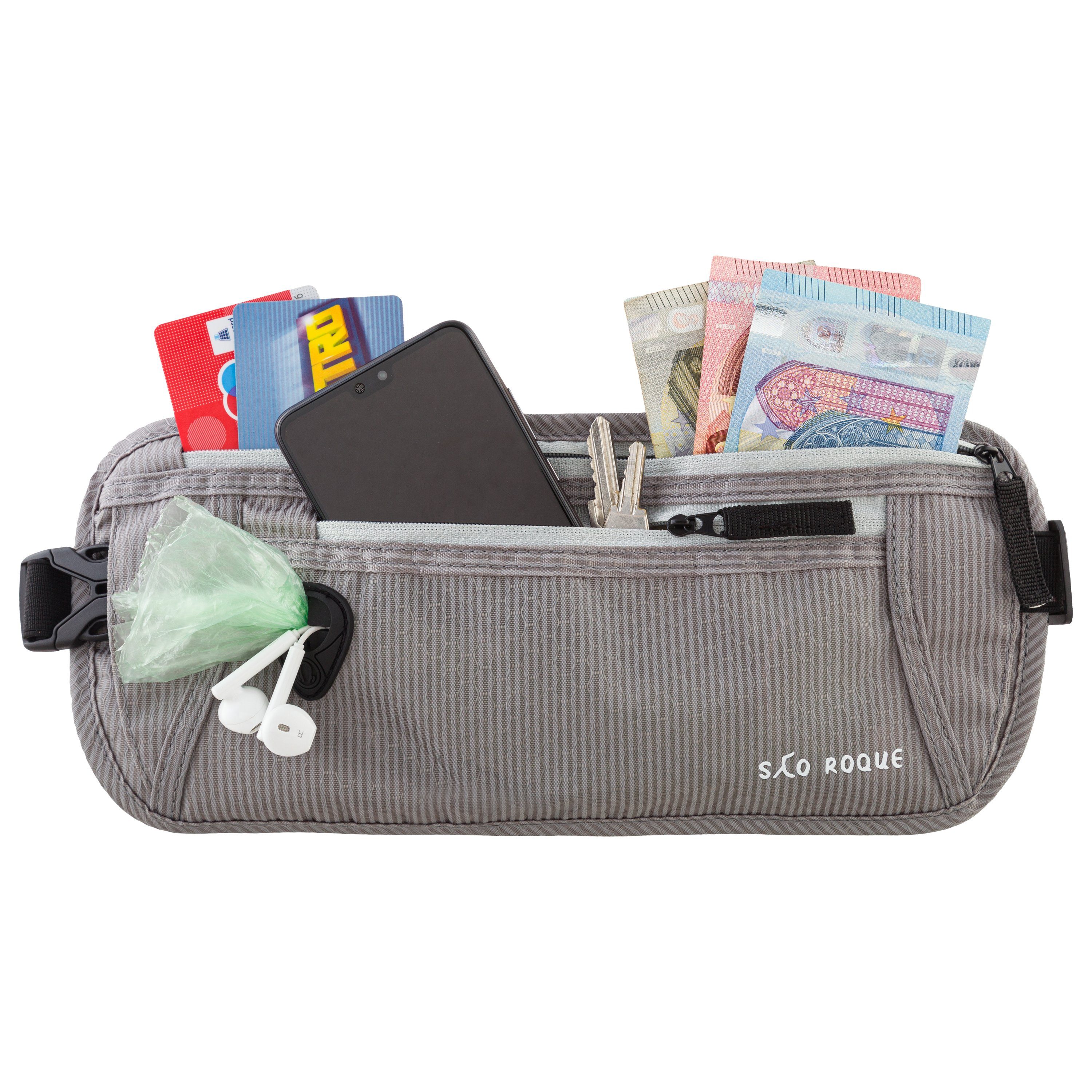 SAO ROQUE Bauchtasche Damen Herren Bauchtasche, RFID Blocker Gürteltasche, flach, Vegan, ultraflach, schweiß- und wasserfest, ultraleicht