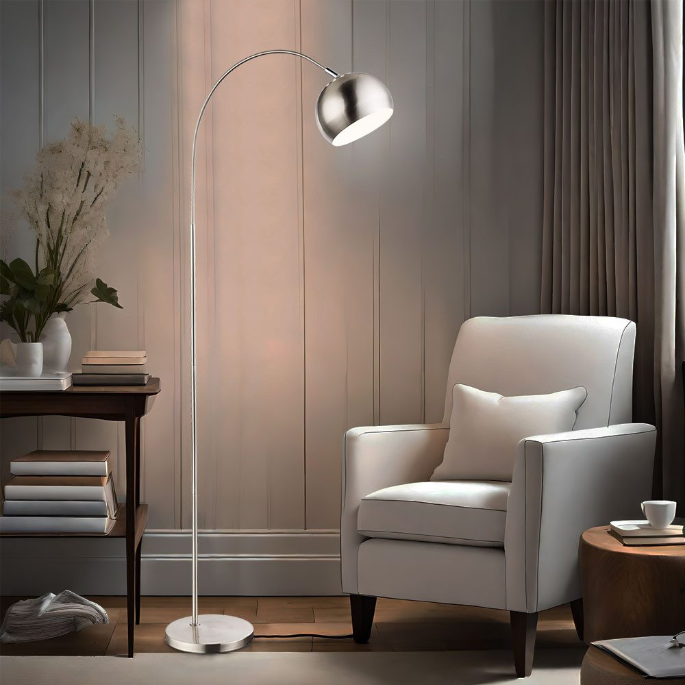 GLOBO LIGHTING LED Stehlampe, Leuchtmittel inklusive, Warmweiß, LED Stehleuchte Bogenstehlampe Stehlampe verchromt Kugel beweglich