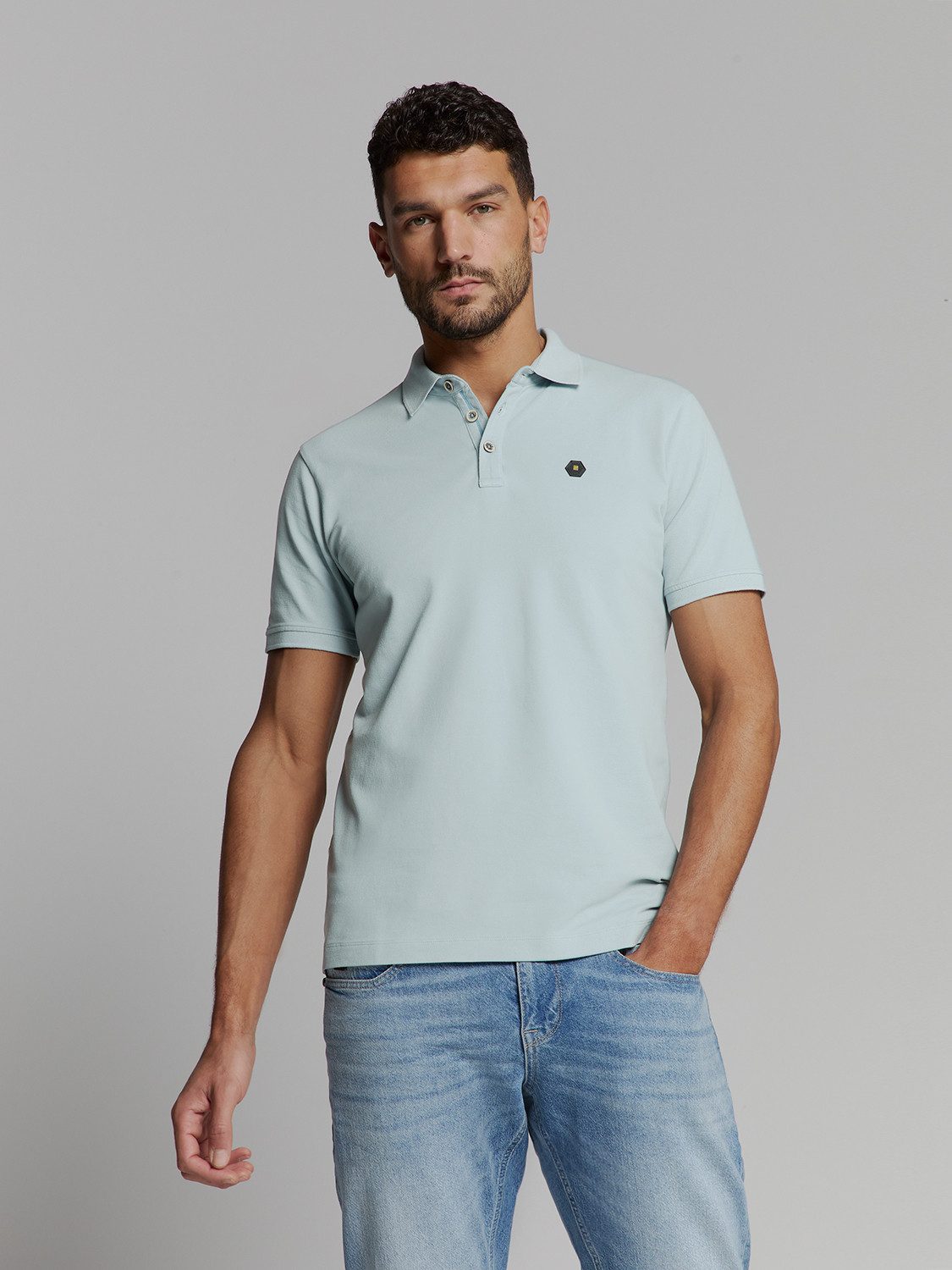 NO EXCESS Poloshirt No Excess Poloshirt Polo Pique Garment Dyed