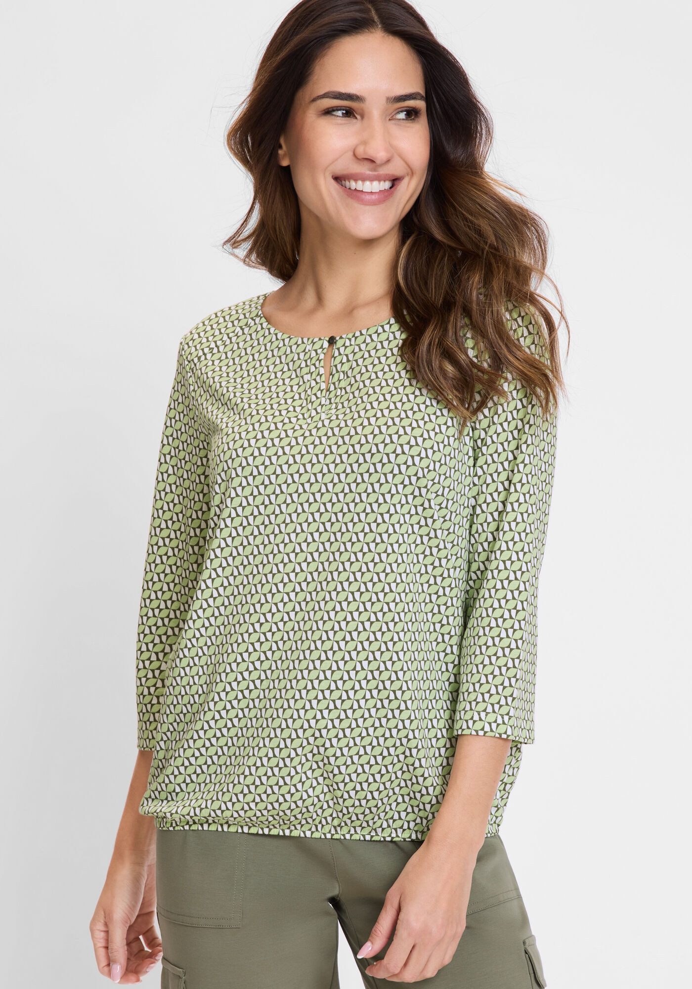 Olsen Rundhalsshirt (1-tlg) mit grafischer Allover-Print günstig online kaufen