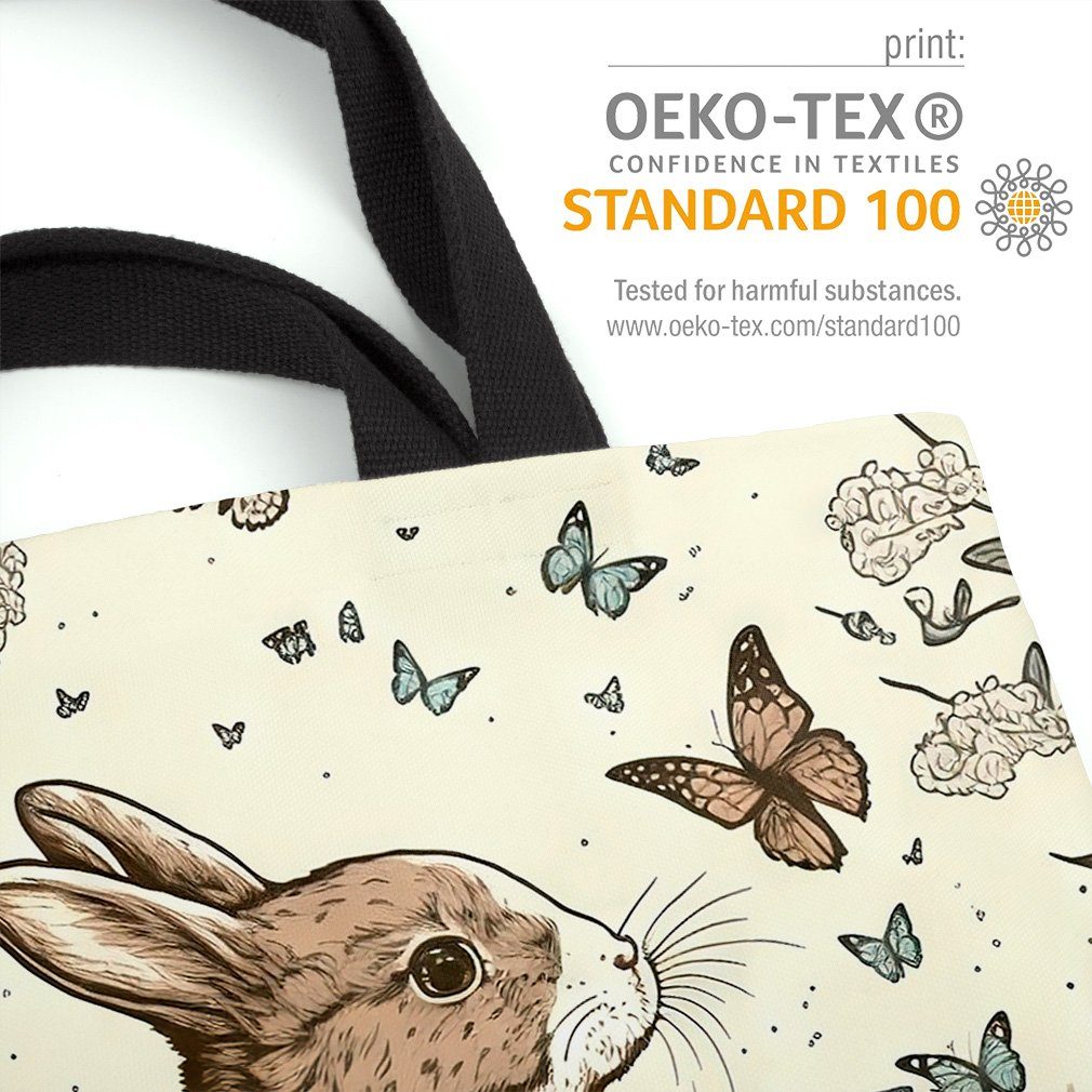 VOID Henkeltasche (1-tlg), Hase Schmetterlinge Ostern Tasche Einkaufstasche Ostern Shopper Bag
