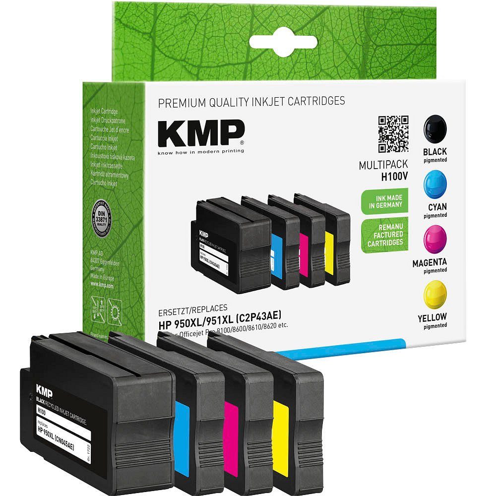 KMP 1 Tinten-SET H100V HP 951XL Tintenpatrone (4 C/M/Y 950XL BK / ERSETZT Farben)