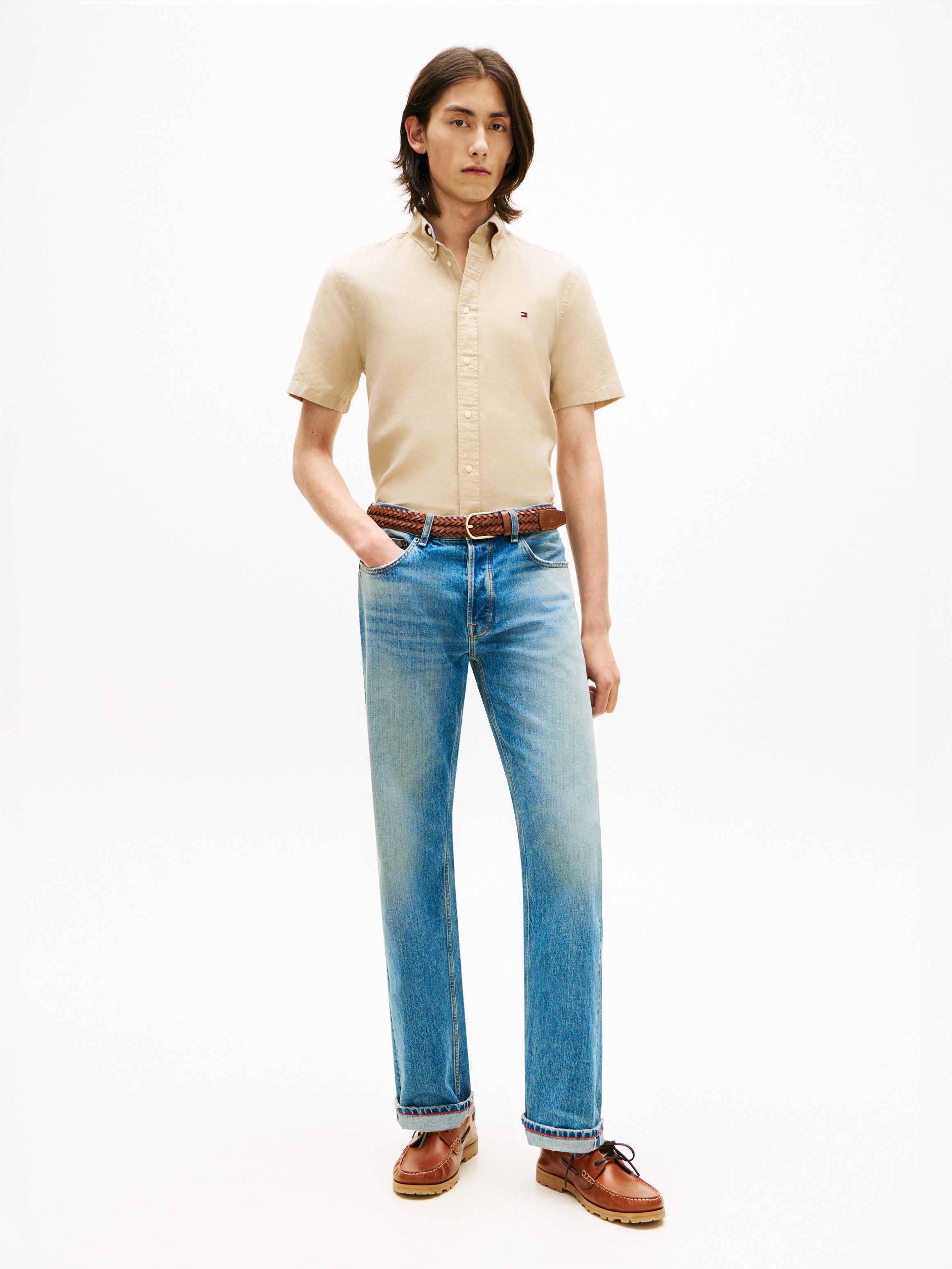 Tommy Hilfiger Kurzarmhemd LINEN BLEND SOLID