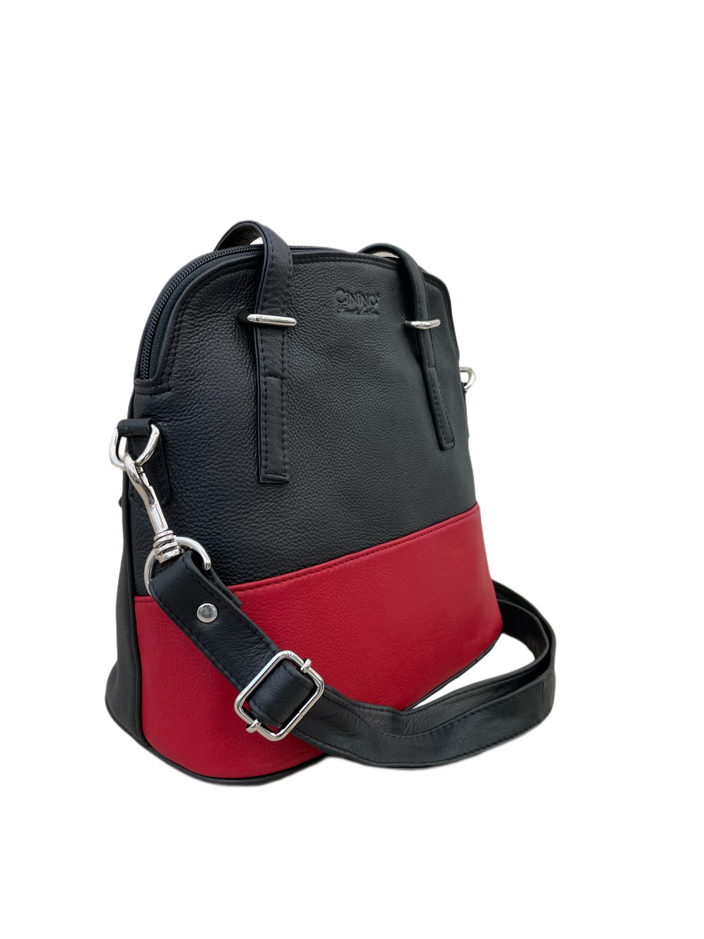 Cinino Handtasche C6091, Ledertasche Kurzgriff mit zusätzlichem Lederschulterriemen