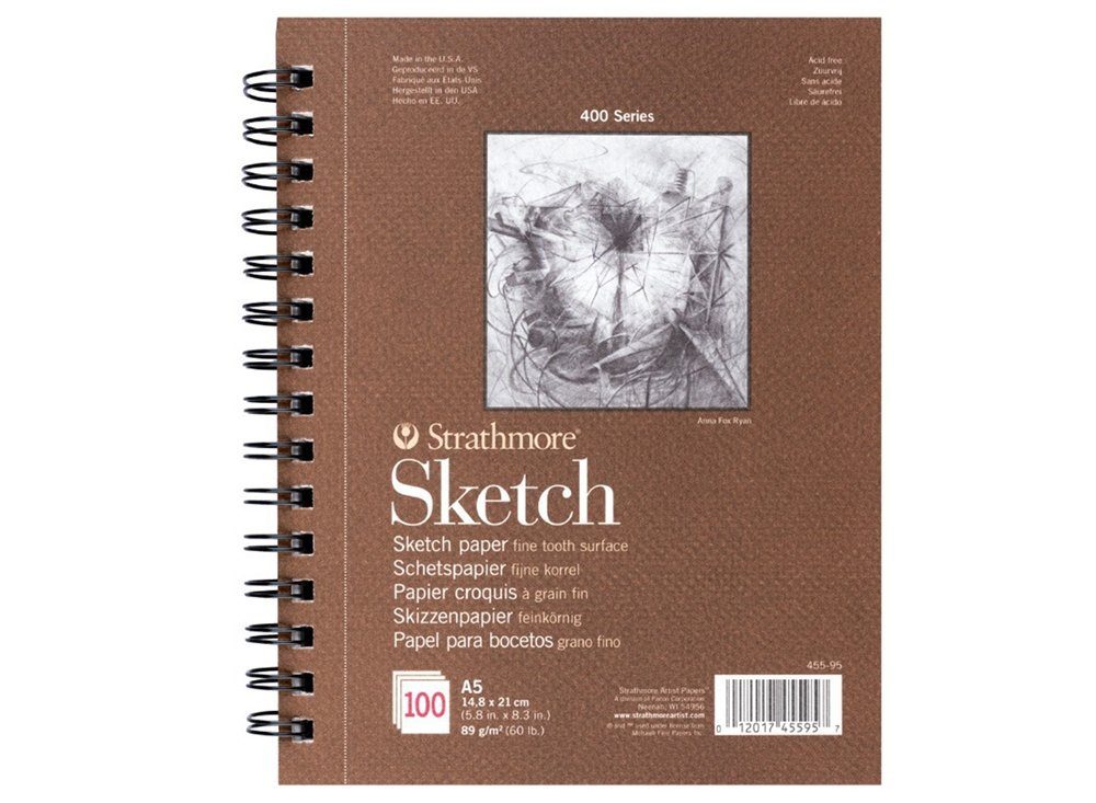 Strathmore Artist Papers™ Skizzenblock Skizzen-Papier, Spiralblock, A5, 14,8 x 21 cm, 89 g/m², 100 Blatt