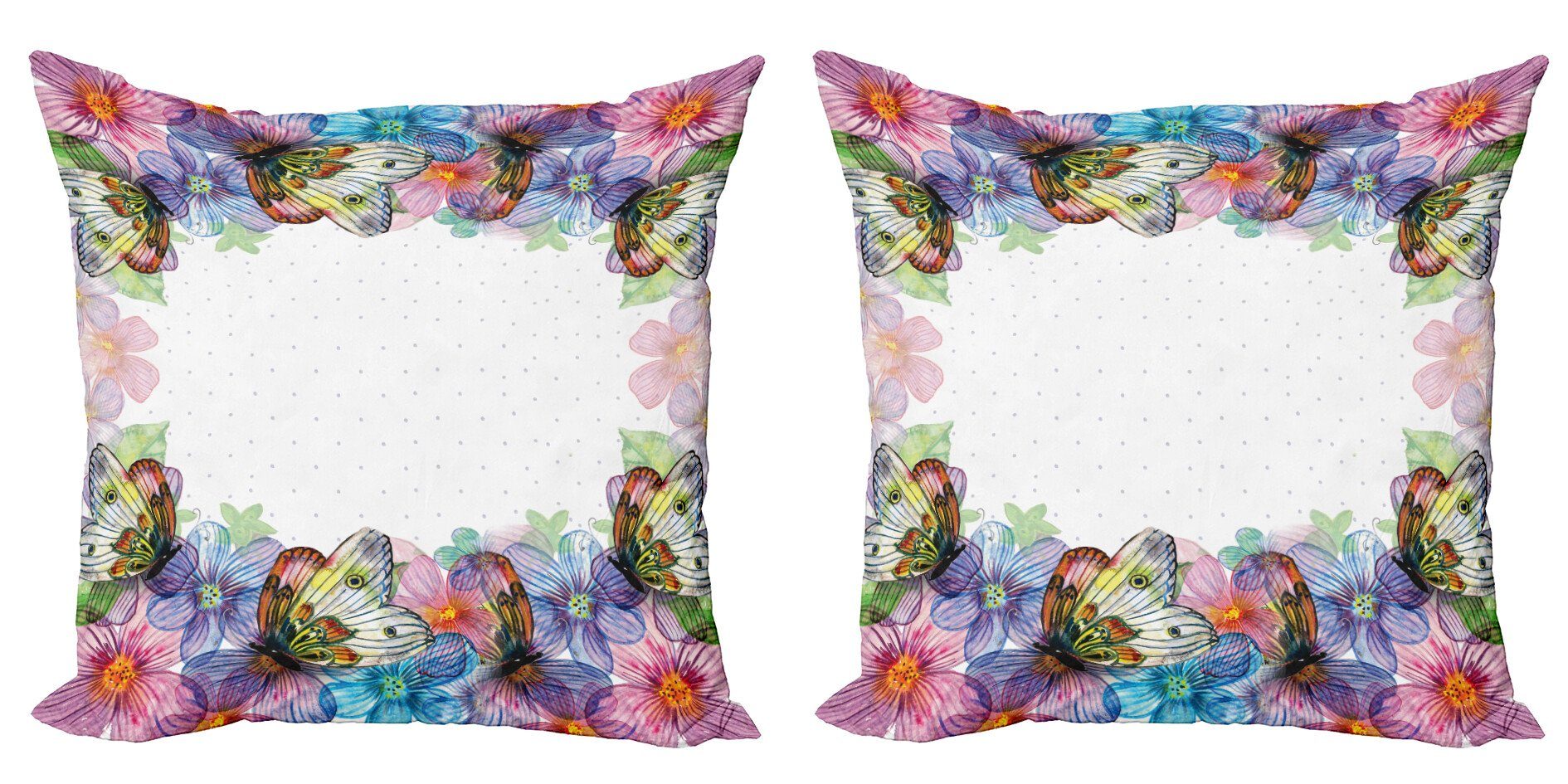 Kissenbezüge Modern Accent Doppelseitiger Digitaldruck, Abakuhaus (2 Stück), Blumen Pastell Zarte Schmetterlinge