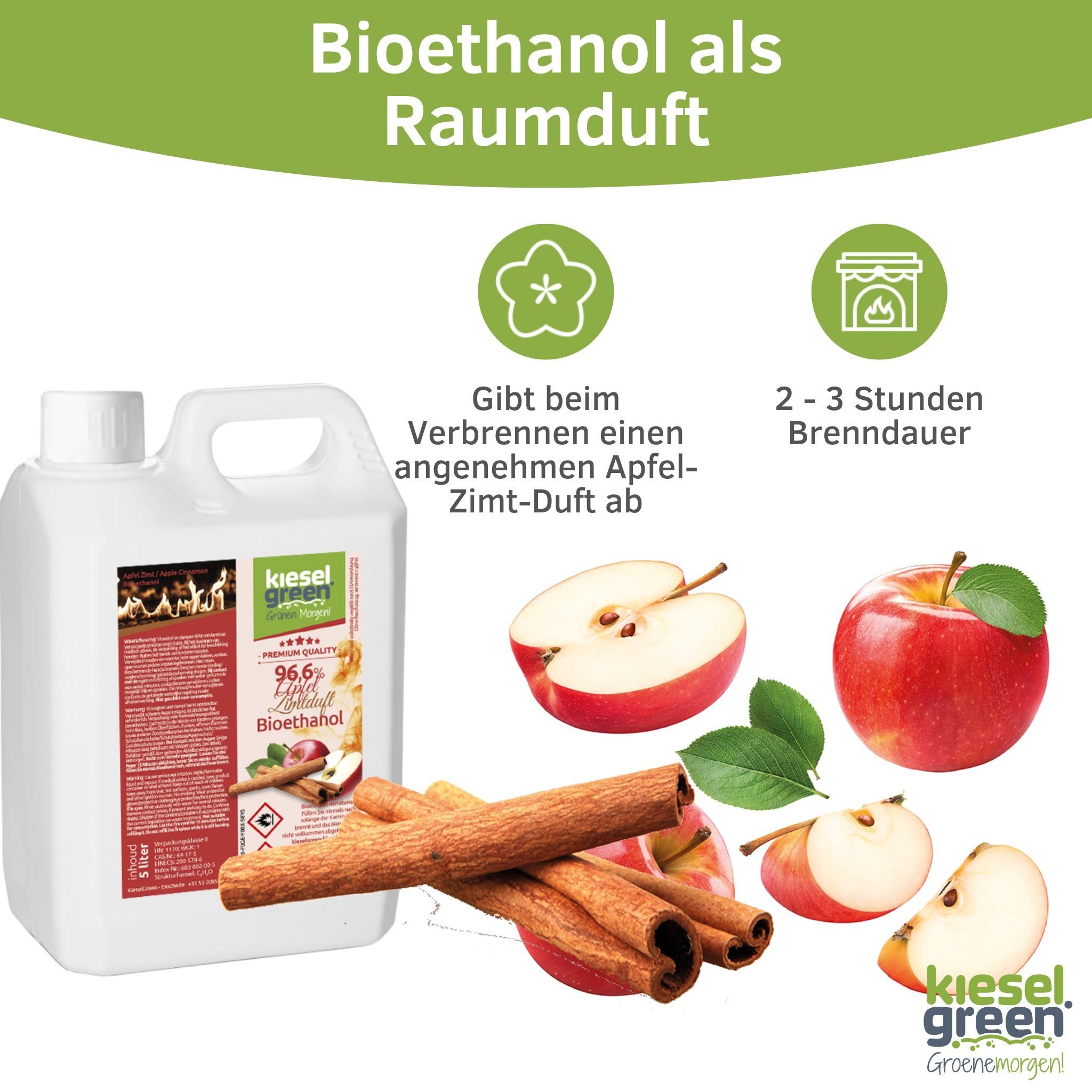 KieselGreen Bioethanol KieselGreen Bioethanol 5/10/25/50 Liter mit Duft für Ethanol-Kamin, 5 l – Bild 4 von 5