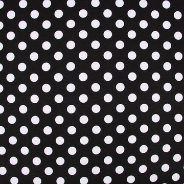 SCHÖNER LEBEN. Stoff Baumwolljersey Jersey Polka Dots Punkte schwarz weiß 1,45m Breite, allergikergeeignet