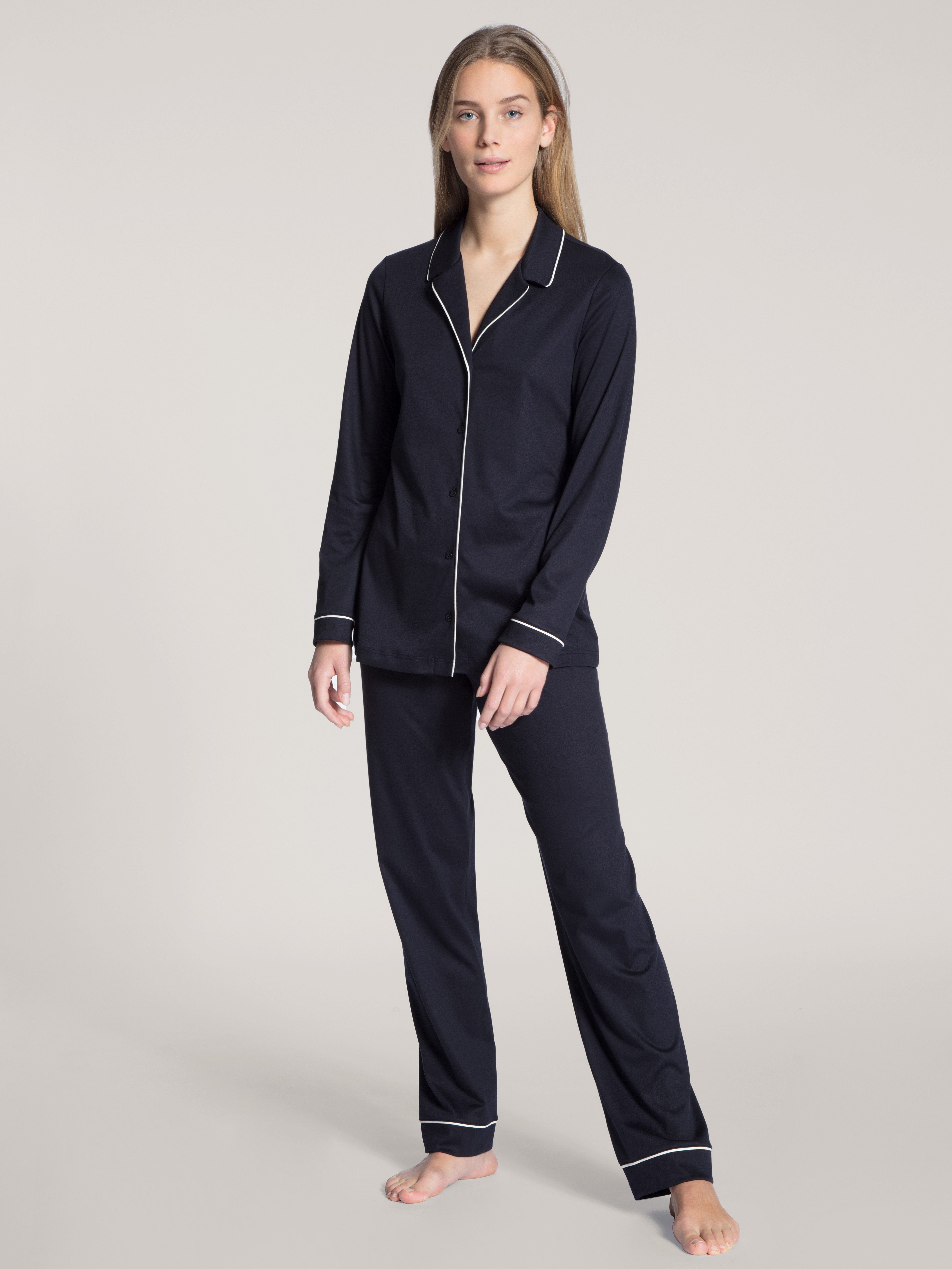 CALIDA Schlafanzug Night Lovers (2 tlg) Knopfleiste, Pure Cotton, Interlock günstig online kaufen