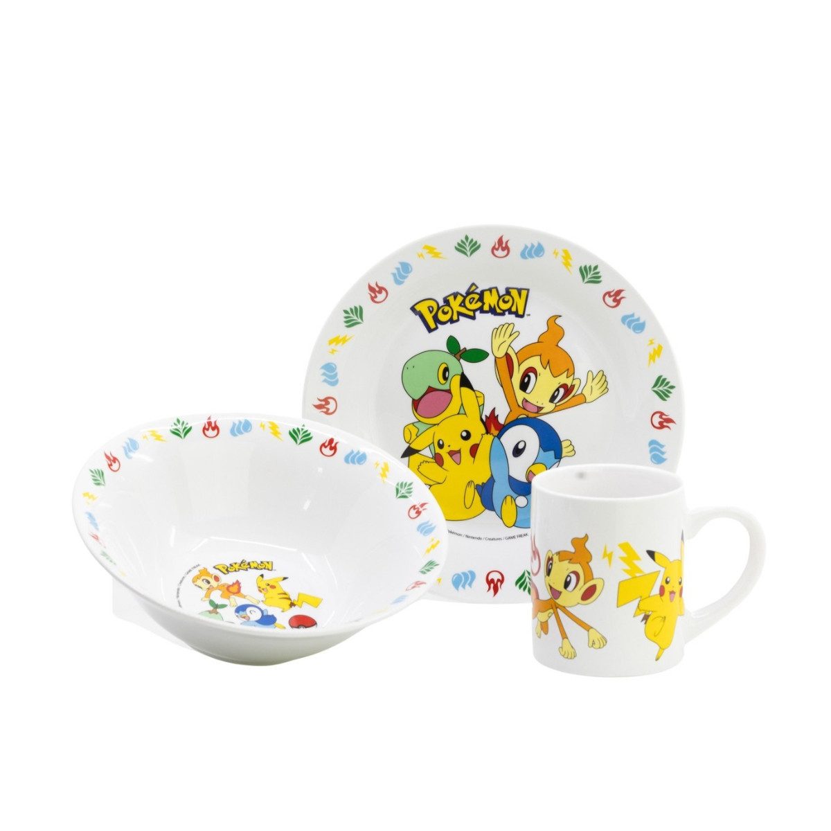 POKÉMON Kindergeschirr-Set Keramik 3 teilig in Geschenkbox für Snack und Frühstück (3-tlg), Keramik, 3-Teilig