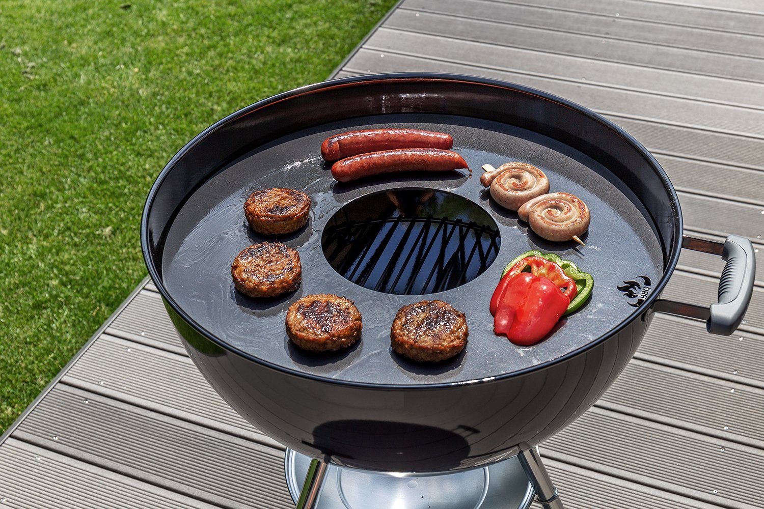 teileplus24 Grillplatte FR01 Grillring Ø 58.5cm Grillplatte Plancha für zB Weber Kugelgrill