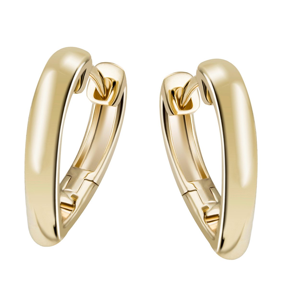 Paar Creolen in 585/- Gelbgold, tropfenförmiges Design