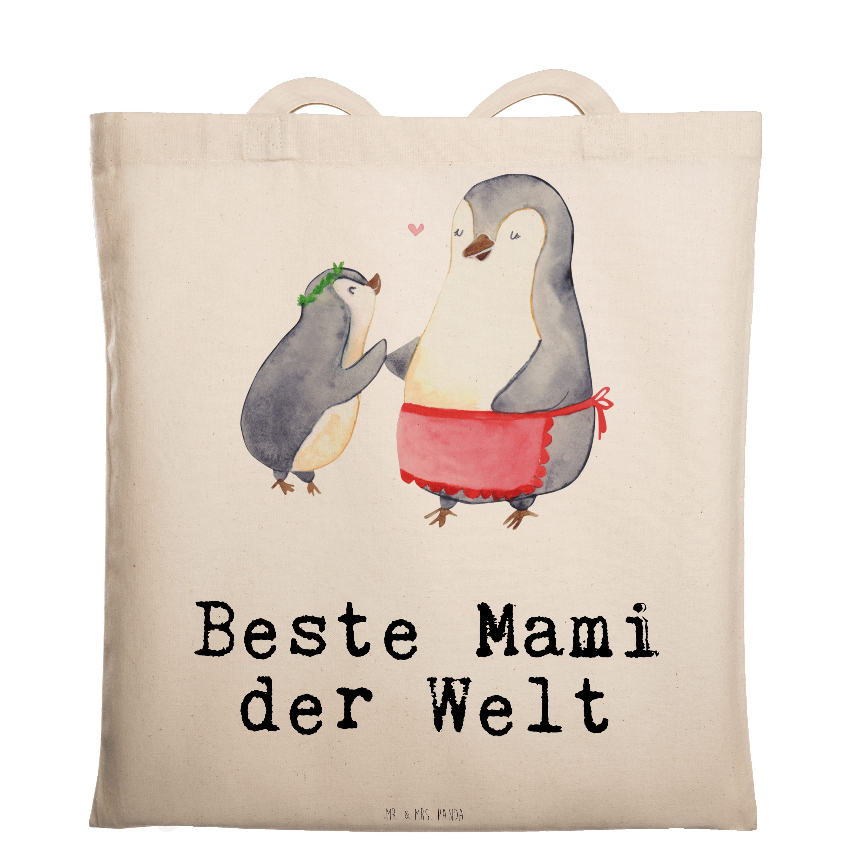 Mr. & Mrs. Transparent - der - Welt Panda Geschenk, Beste Einkaufstasche, Tragetasche (1-tlg) Pinguin Mami