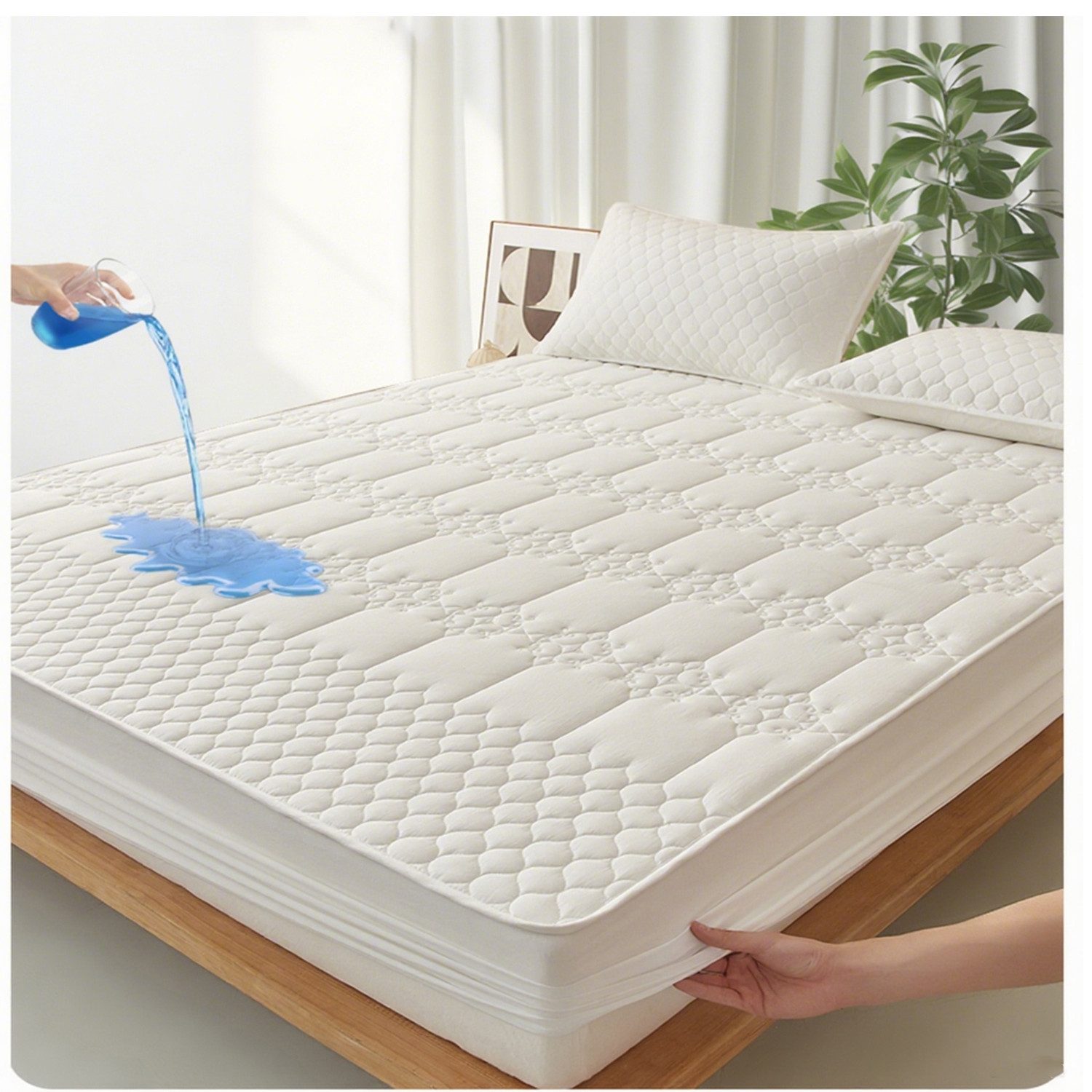 Matratzenauflage Wasserdicht Allergiker Baumwolle Matratzenschoner 90x200cm, 180x200cm ibettertec, Waschbar Anti Milben Allergiker Matratzenauflage mit Rundumbezug 