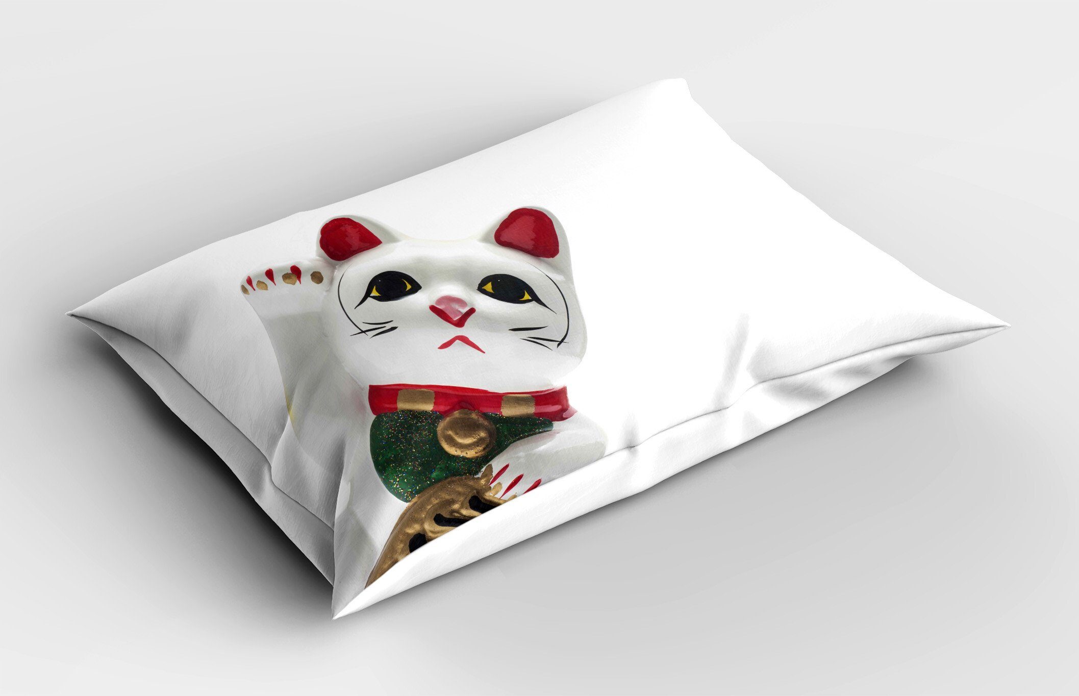 Kissenbezüge Dekorativer Queen Size Gedruckter Kopfkissenbezug, Abakuhaus (1 Stück), japanische Katze Lucky Cat Neko waveing