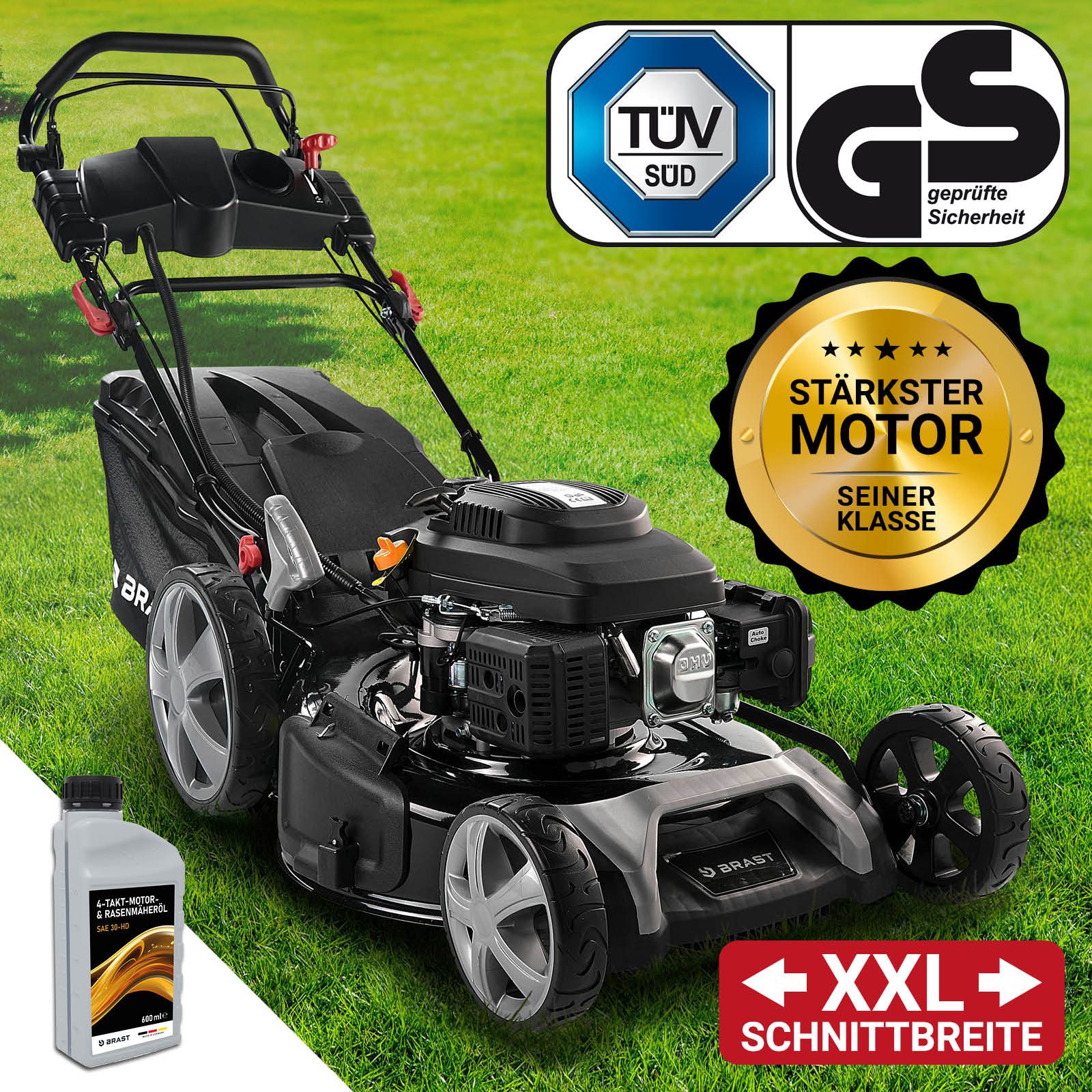 BRAST Benzinrasenmäher mit Antrieb 5,2kW (7PS)  inkl. Motoröl, TÜV, 55 cm S günstig online kaufen