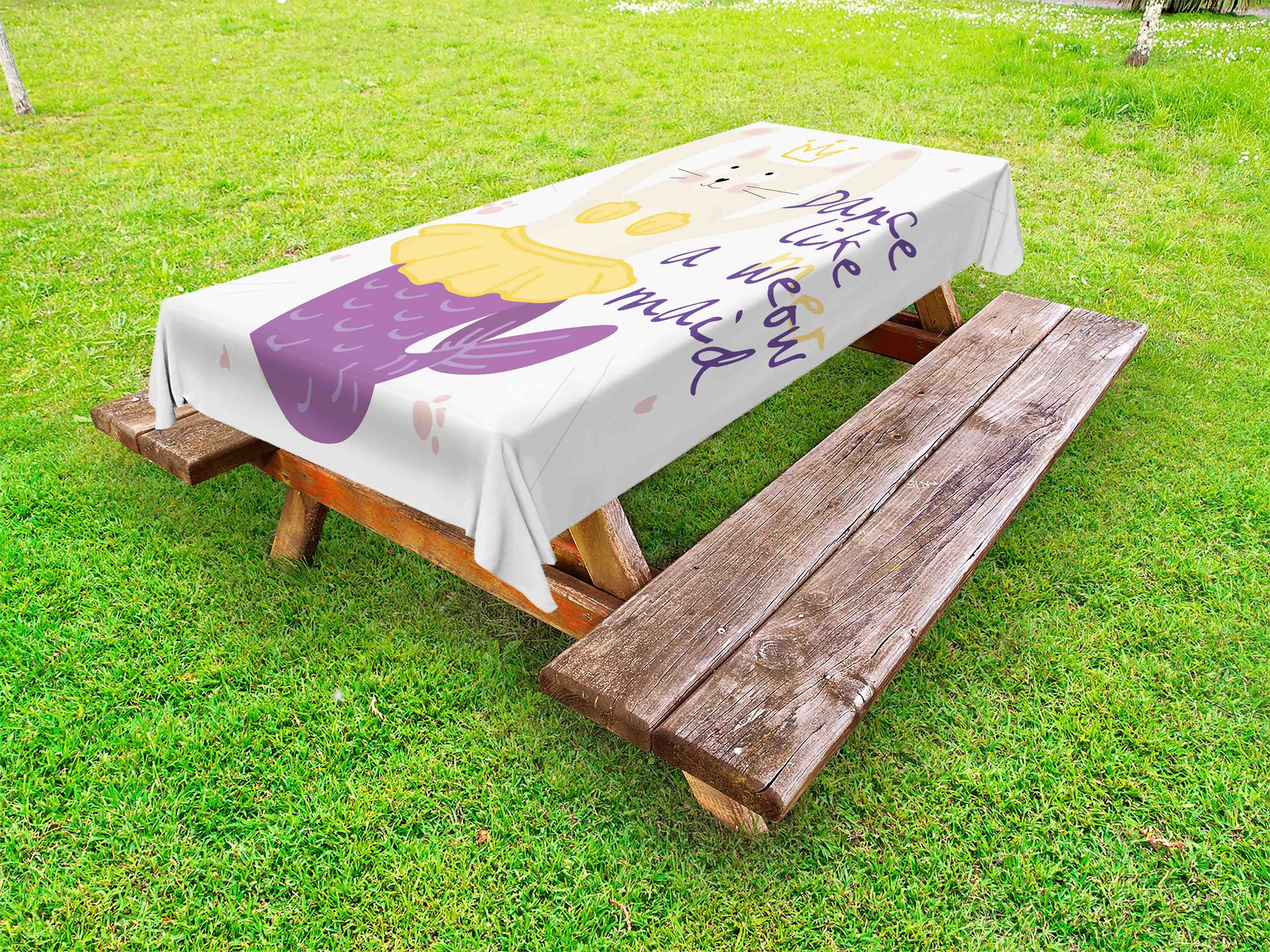 Meowmade Tischdecke Abakuhaus ein Text dekorative Picknick-Tischdecke, Süße waschbare Tanz wie Katze