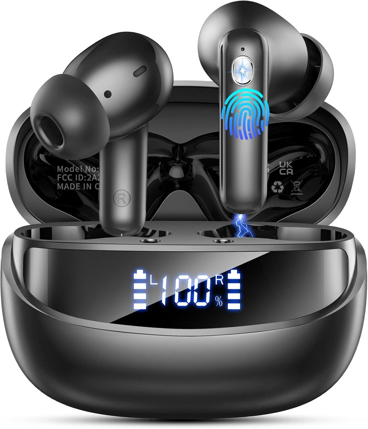Nerunsa Bluetooth 5.4 In Ear Kopfhörer mit ENC & 50h Akku In-Ear-Kopfhörer (Kabellose Bluetooth 5.4 Kopfhörer bieten stabile Verbindung und geringe Latenz für unterbrechungsfreies Musik-Streaming., Kabellose Ohrhörer HiFi Stereo, LED Display, wasserdicht IP7)