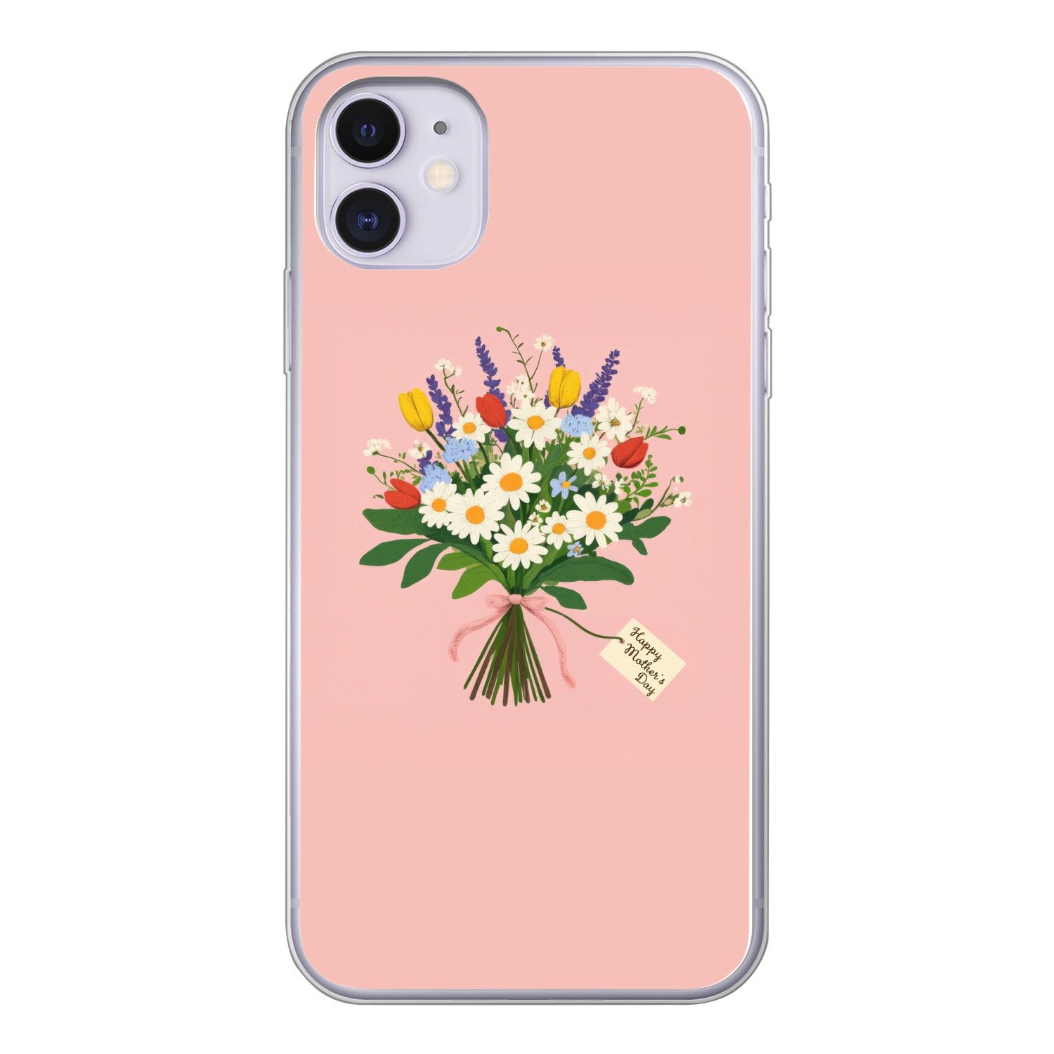 MuchoWow Handyhülle für Apple iPhone 11 Blumen - Farbband - Karte, Smartphone-Bumper, Print, Handy Schutzhülle Dünn