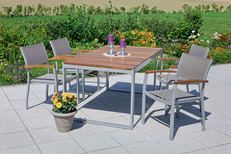 MERXX Garten-Essgruppe Naxos, (Set, 5-tlg), mit ausziehbaren Tisch