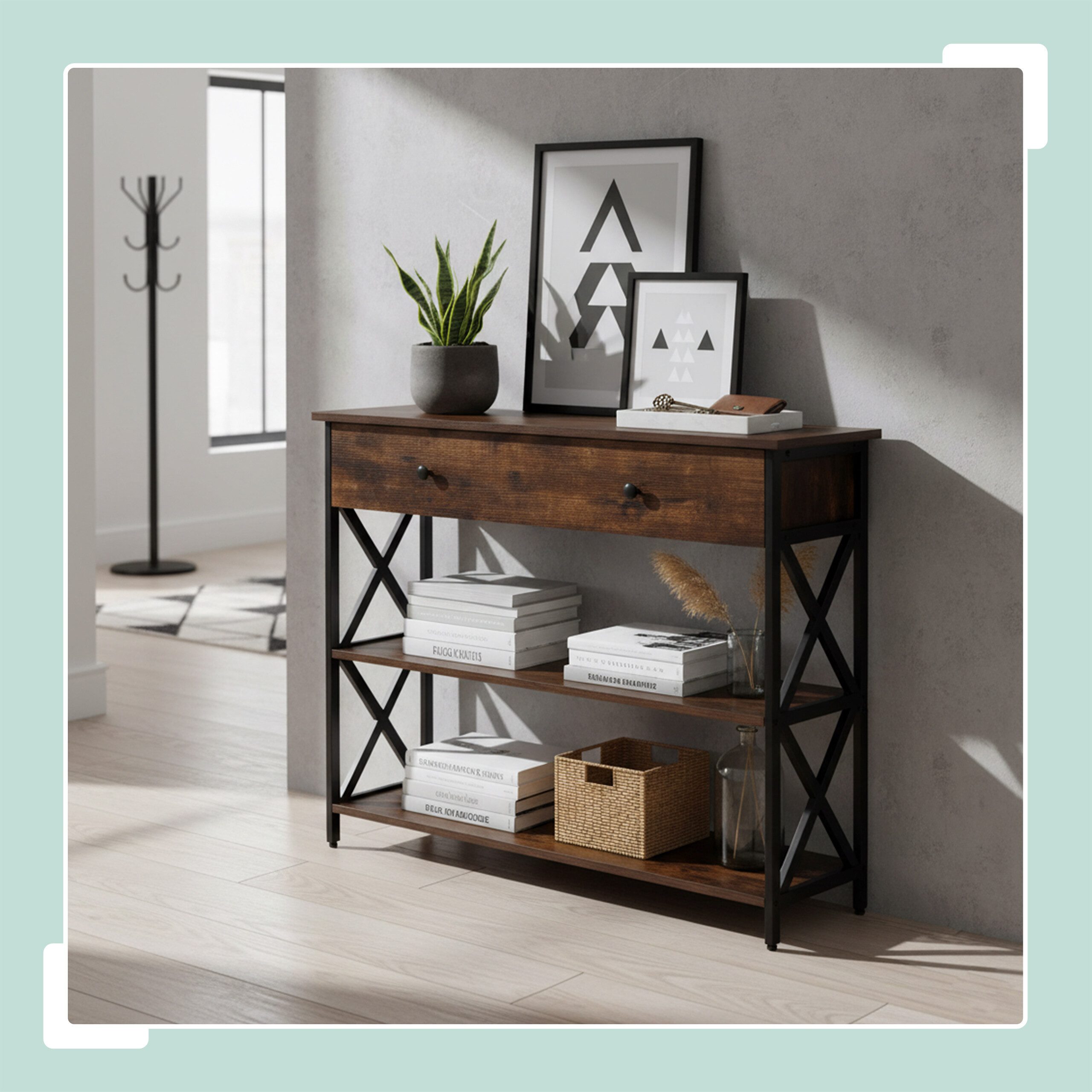 relaxdays Konsolentisch mit Schublade, dunkelbraun günstig online kaufen