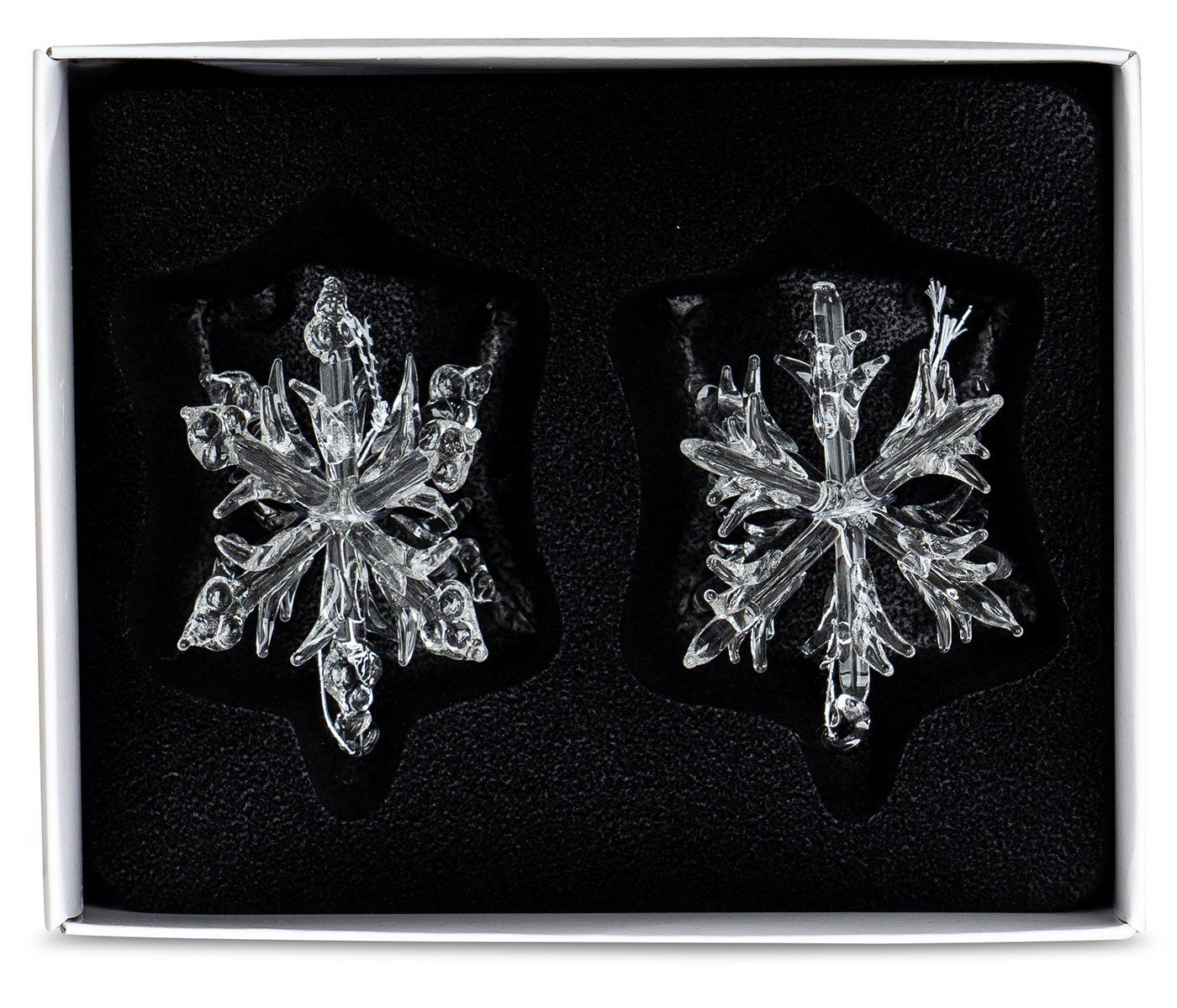 Levandeo® Christbaumschmuck, 2x Deko Anhänger Schneeflocke Glas 5x6cm Winte günstig online kaufen