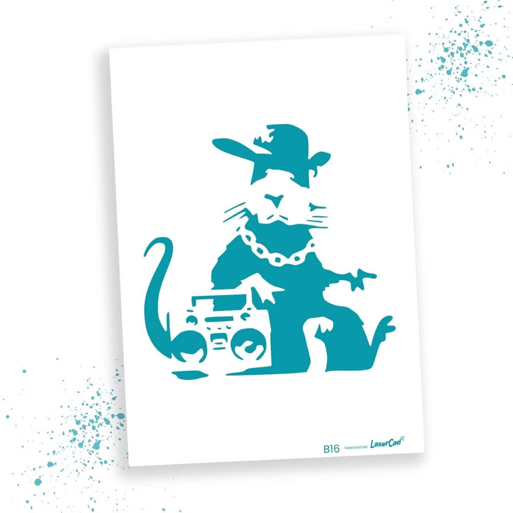 LaserCad Motivschablone BANKSY Streetart für Graffiti, Airbrush, Deko