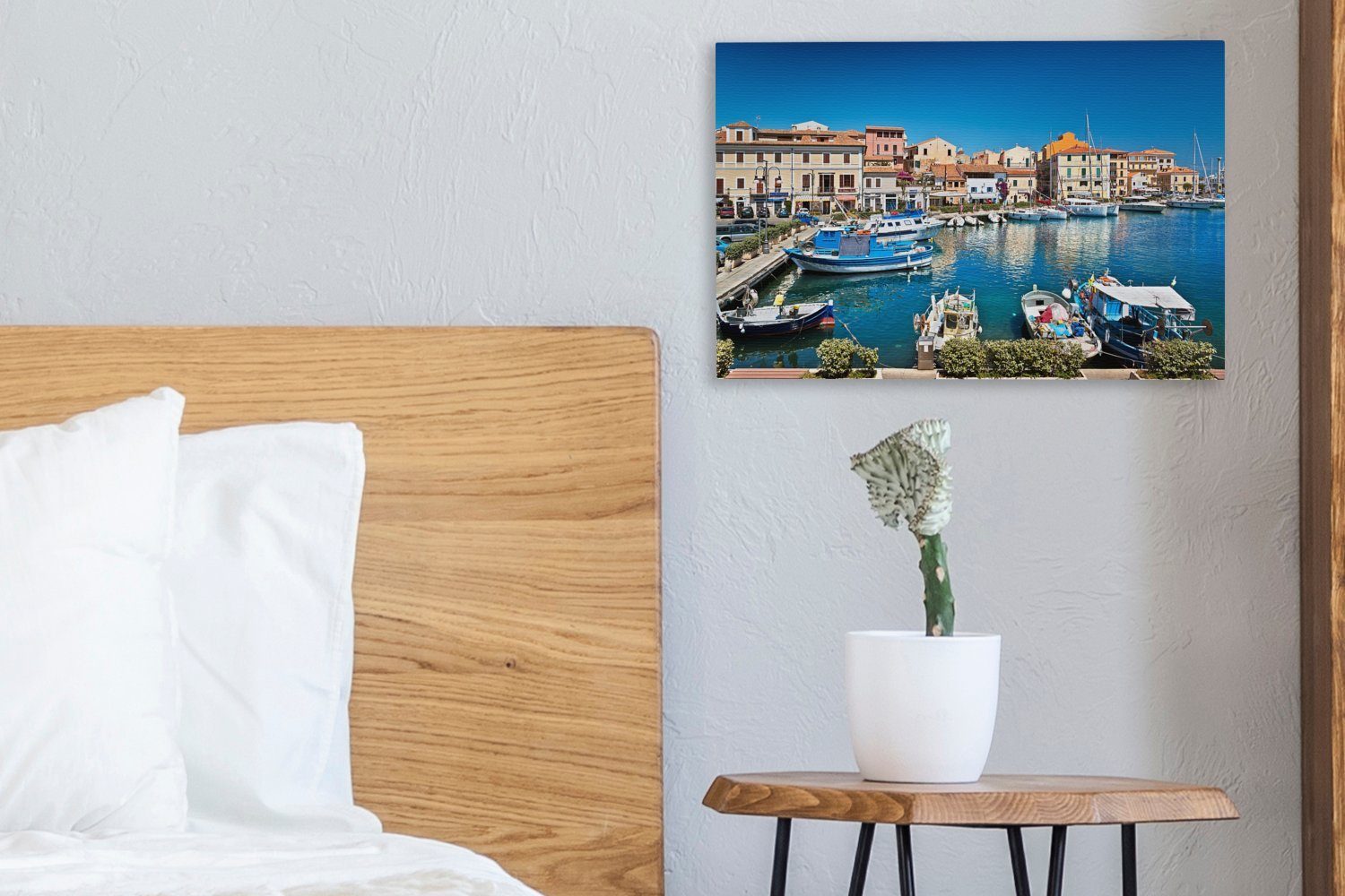 OneMillionCanvasses® Leinwandbild Der Hafen von Maddalena St), Wanddeko, 30x20 La Sardinien, Leinwandbilder, cm Wandbild Aufhängefertig, (1