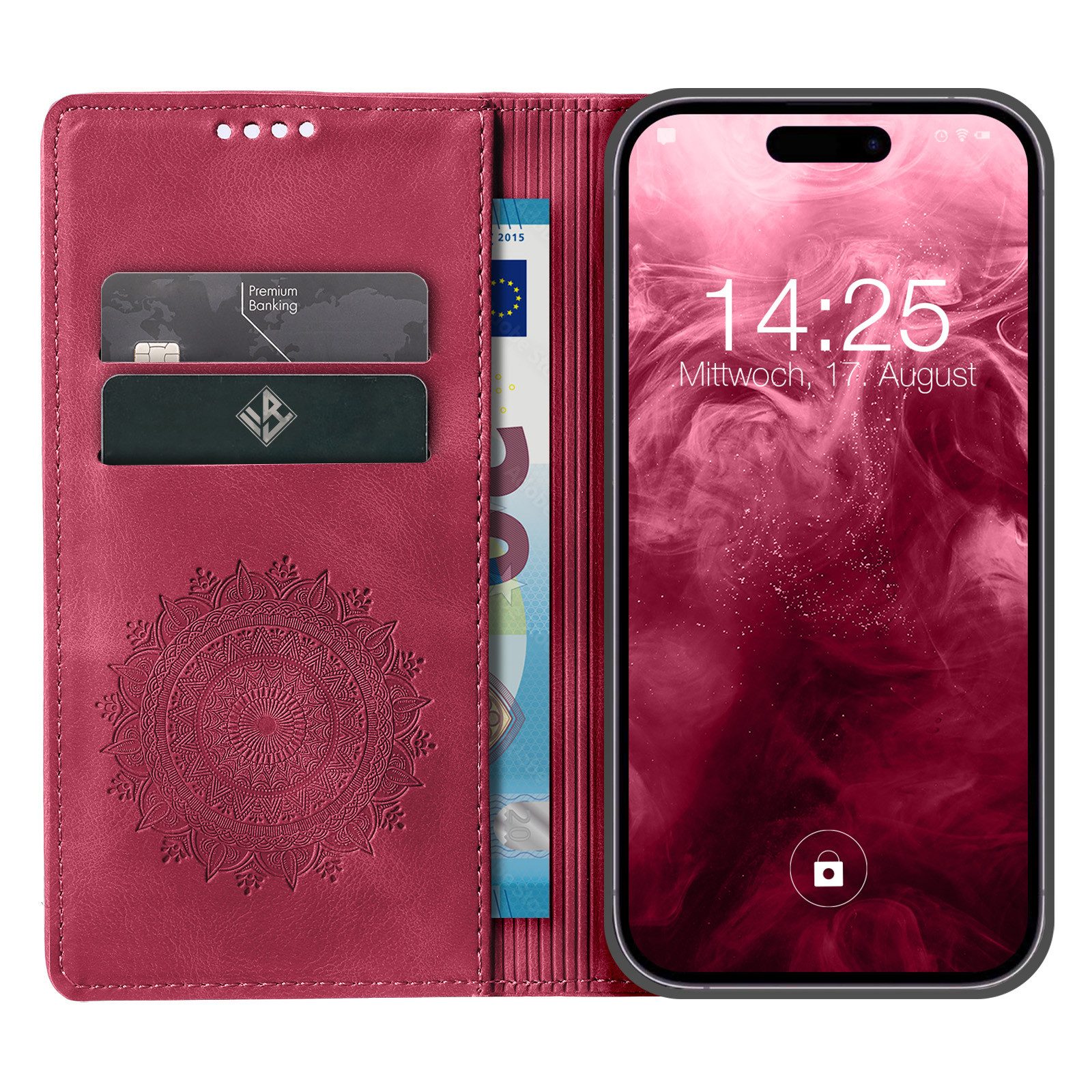 Tec-Expert Handyhülle Mandala Hülle Cover für Apple iPhone 17 Air, Klapphülle Case Tasche mit Kartenfächern und RFID Schutz