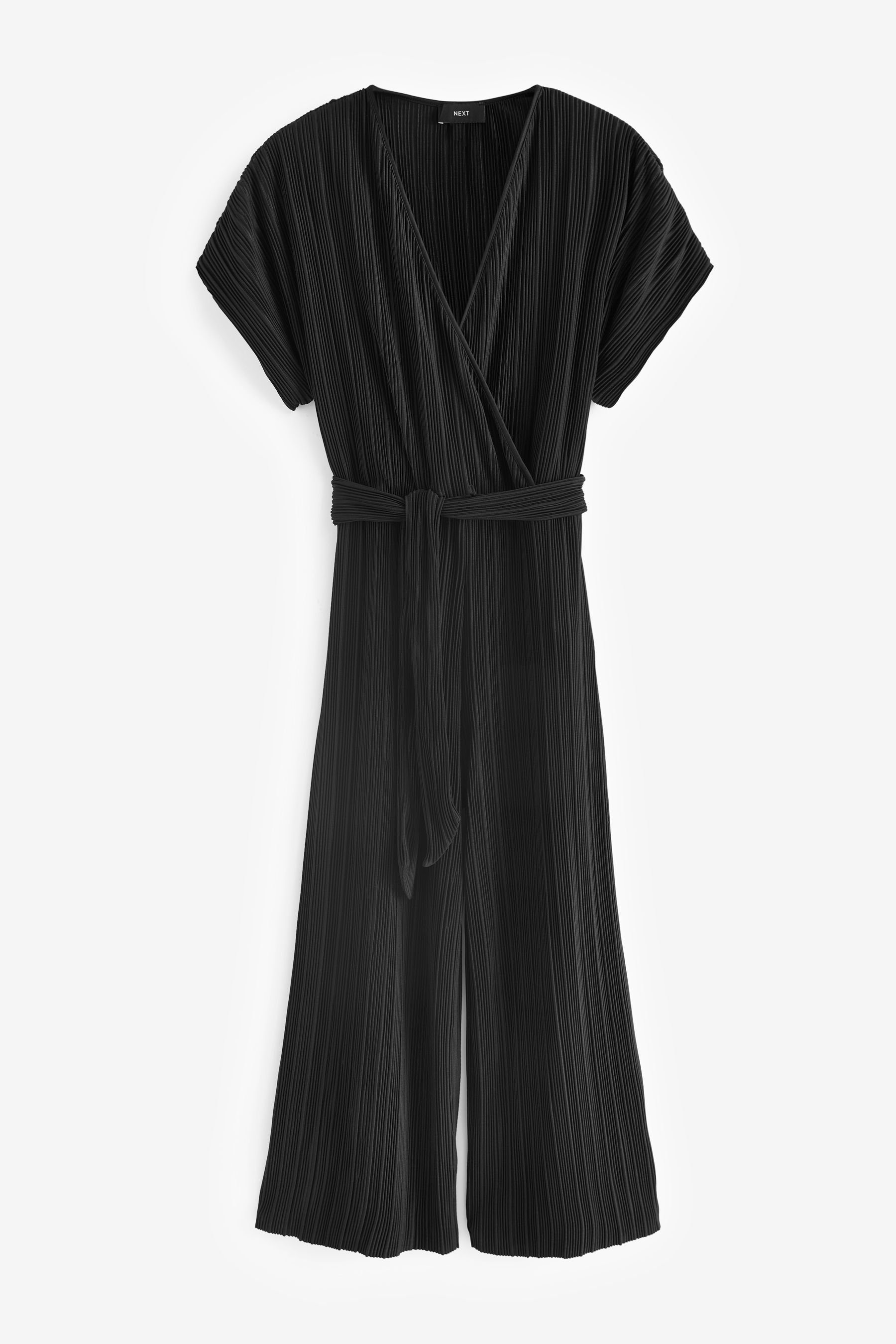 Next Jumpsuit Kurzärmeliger Plissée-Overall mit weitem Bein (1-tlg)