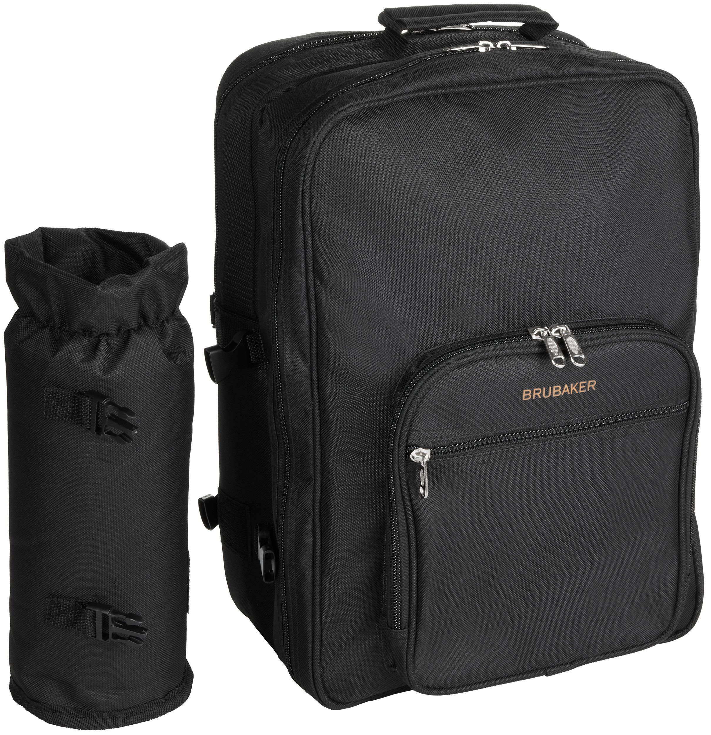 BRUBAKER Freizeitrucksack Picknick-Set für 4 Personen (isolierender Thermorucksack), Picknickrucksack mit Kühlfach und abnehmbarem Iso-Flaschenhalter – Bild 4 von 5
