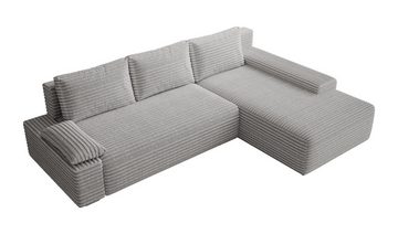 PROMETO Möbel Ecksofa Ecksofa LINEA mit Schlaffunktion und Bettkasten in Beige und Grau