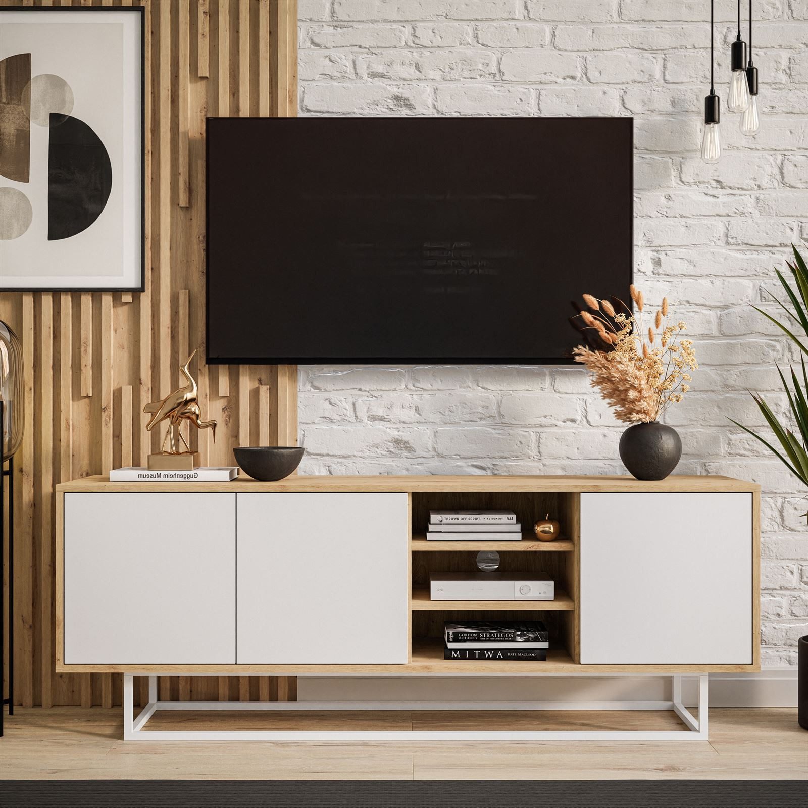 Lookway TV-Schrank SANAYI LOFT mit Ablagen und Metallgestell