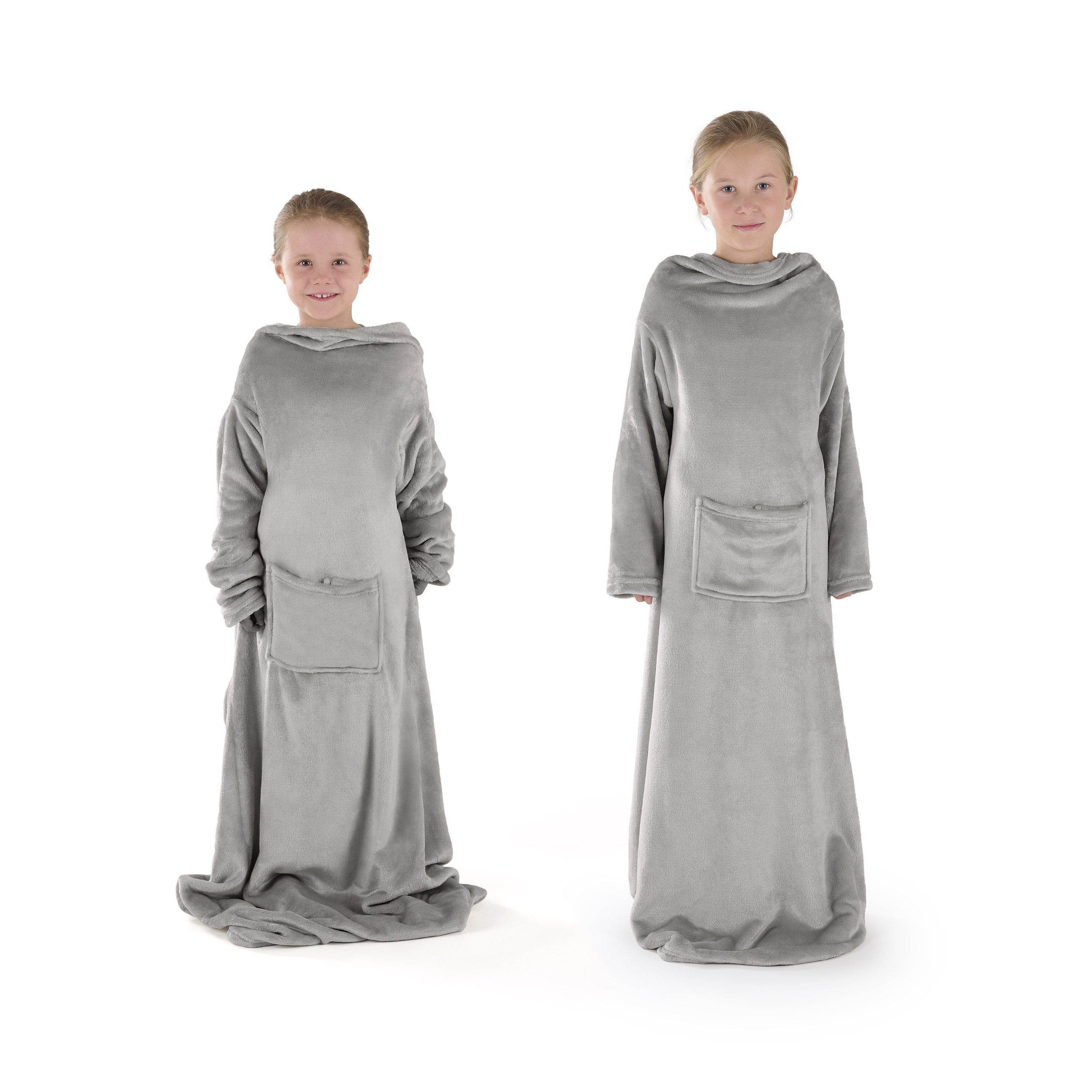 Kinderdecke Ärmeldecke Unisex Kuscheldecke flauschig mit Ärmeln, Blumtal, OEKO-TEX Decke mit Ärmeln, Fußsack & 2 Taschen für freie Bewegung