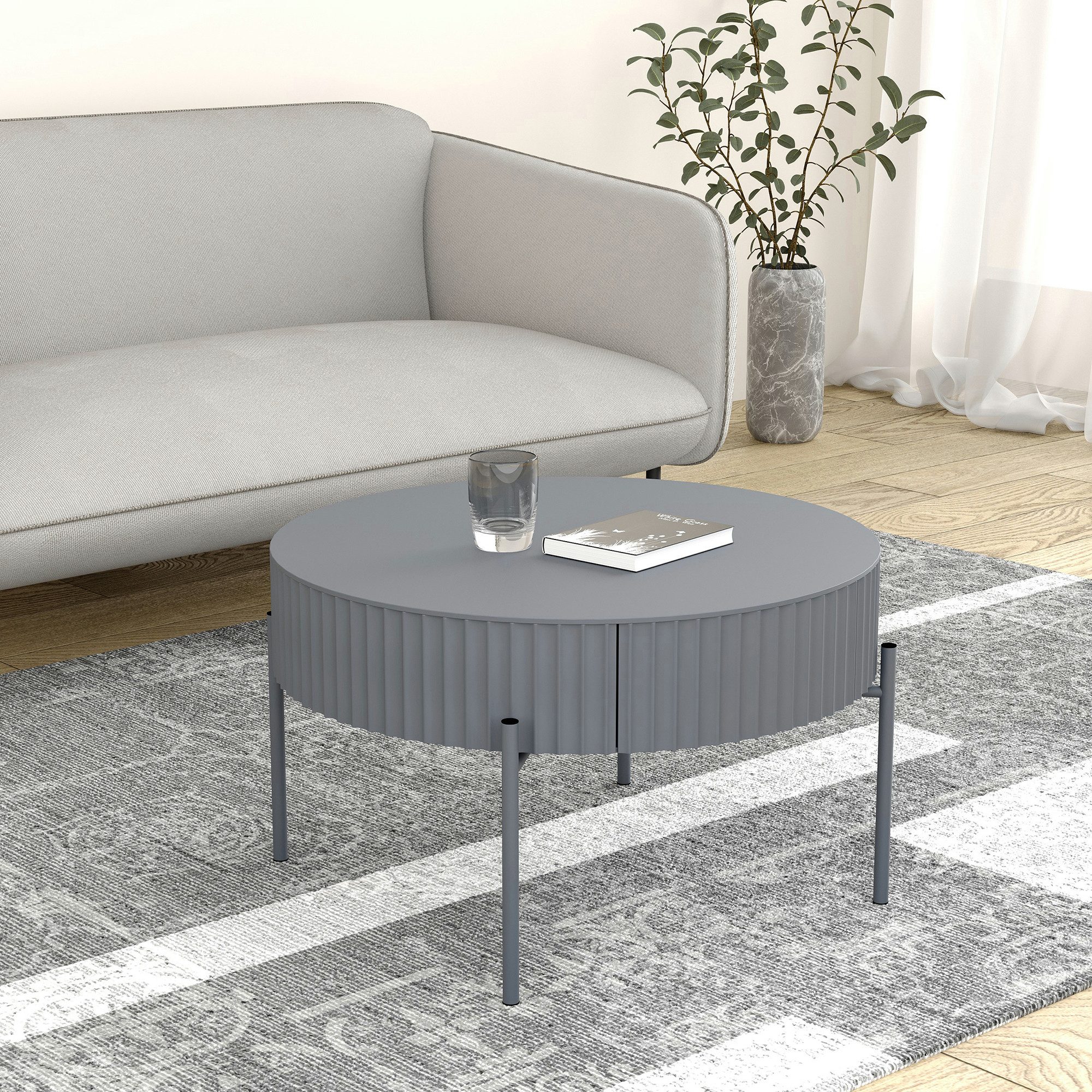 en.casa Couchtisch, »Rill« mit Schublade rund günstig online kaufen