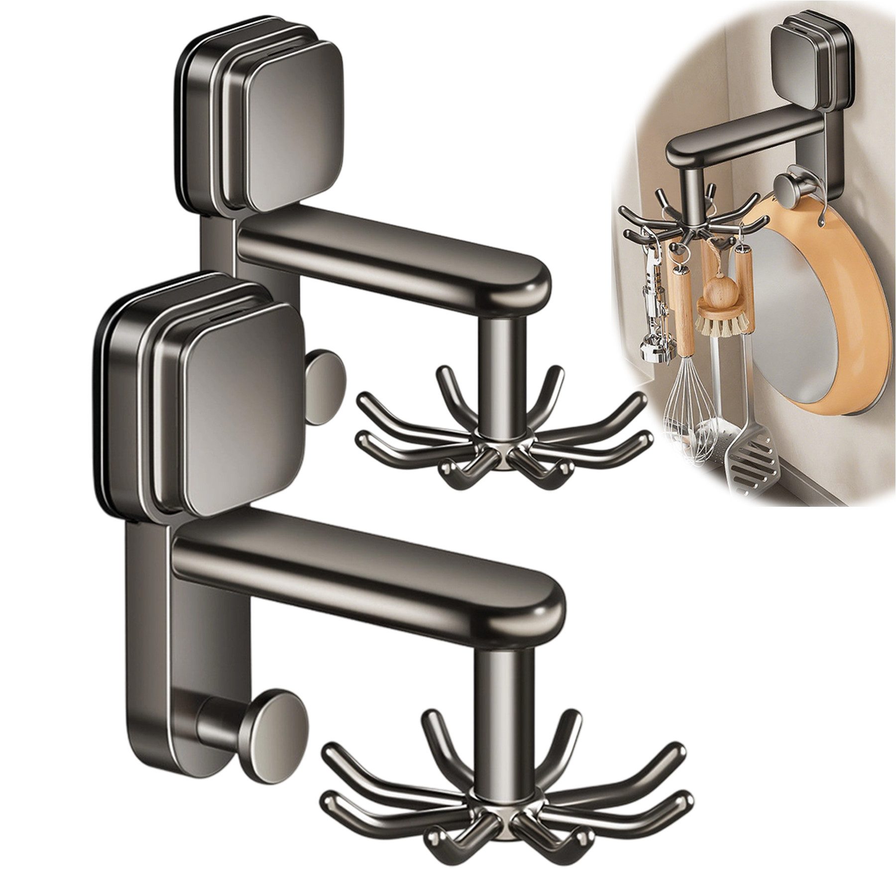 Mutig Wandhaken 2 Stück Küchenhaken, 360 ° Drehung drehbare Hakenleiste, Kü günstig online kaufen