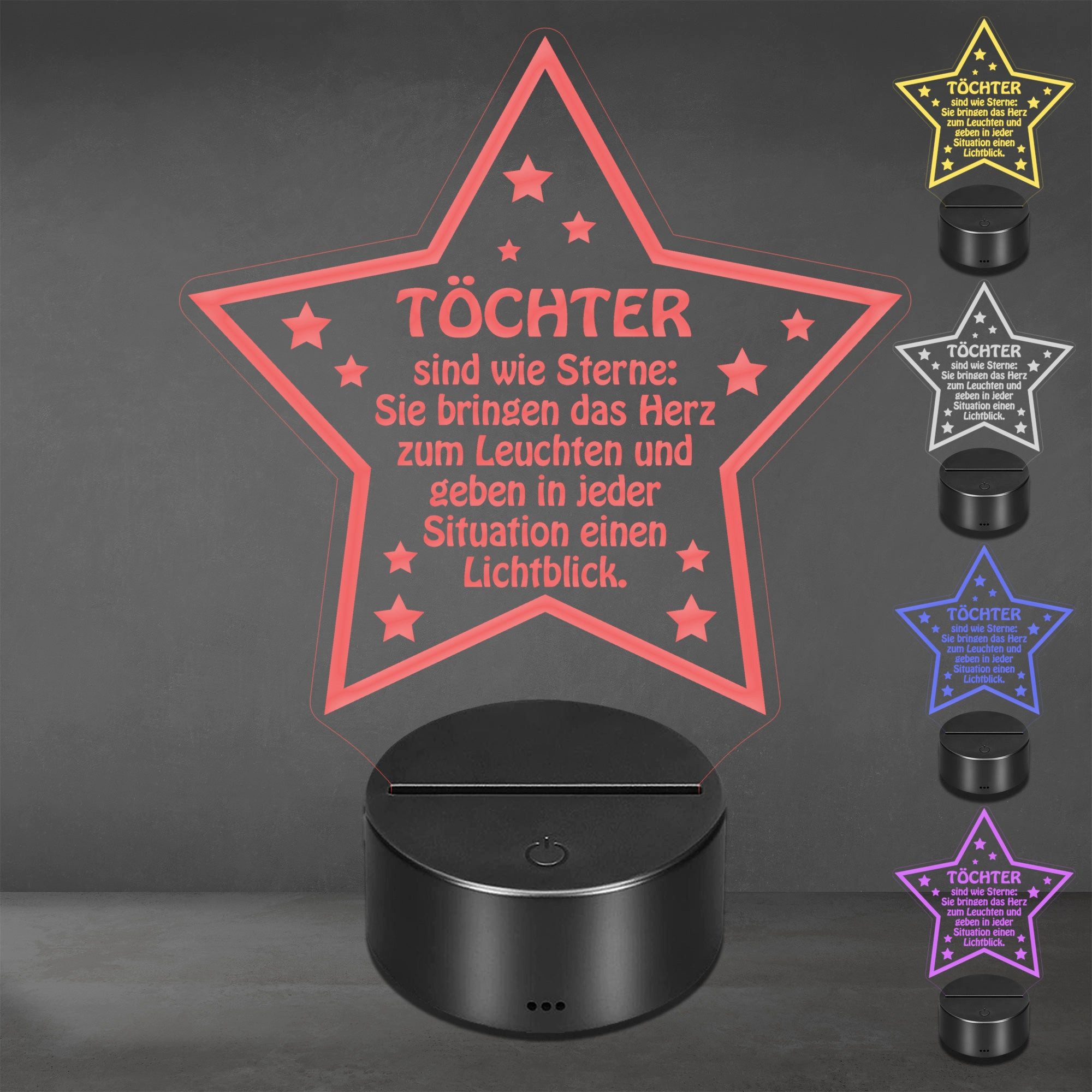 Lieblingsmensch LED Nachtlicht mit Gravur, Töchter sind wie Sterne, romantische Acryl-Lampe, LED fest integriert, Farbwechsel oder feste Farbe mit Fernbedienung & Touch, Dekolampe zur Hochzeit, Geburtstag, Weihnachten & Jahrestag