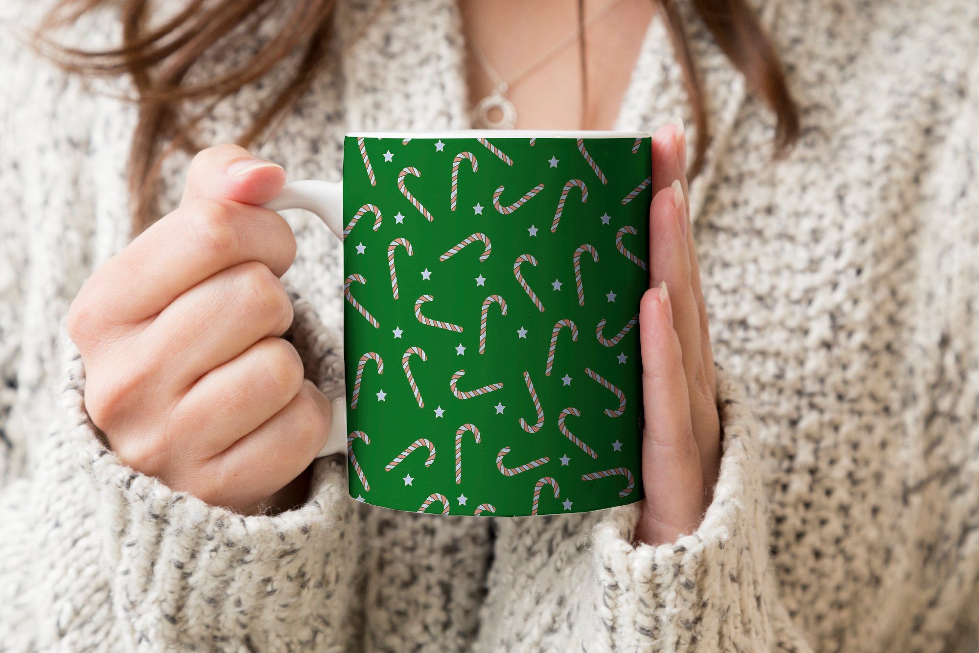 MuchoWow Teetasse, Sterne, - - Kaffeetassen, Becher, Tasse - Geschenk Keramik, Teetasse, Weihnachten Seepocke Muster