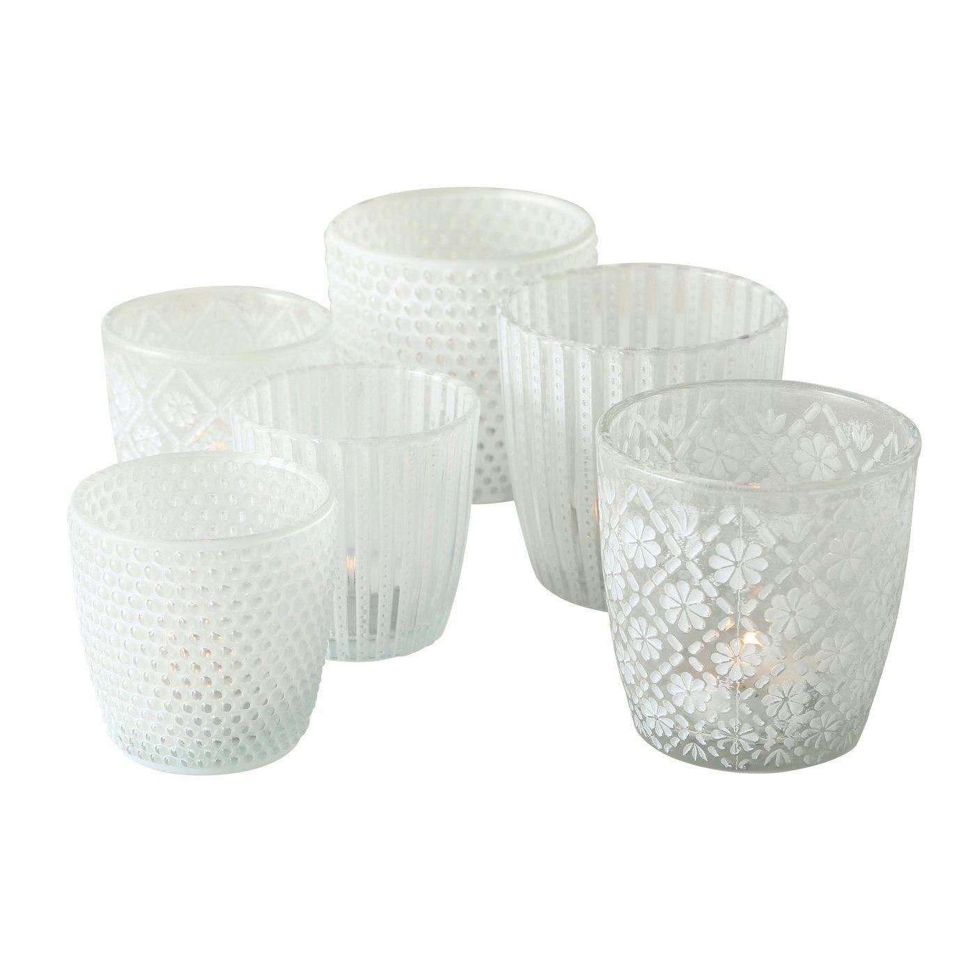 BOLTZE GRUPPE GmbH Teelichthalter Teelichthalter Glas lackiert weiß matt H 7 - 9 cm 6er Set (3x2erSet). € 19,99, (€ 3,33 pro 1 Stk).