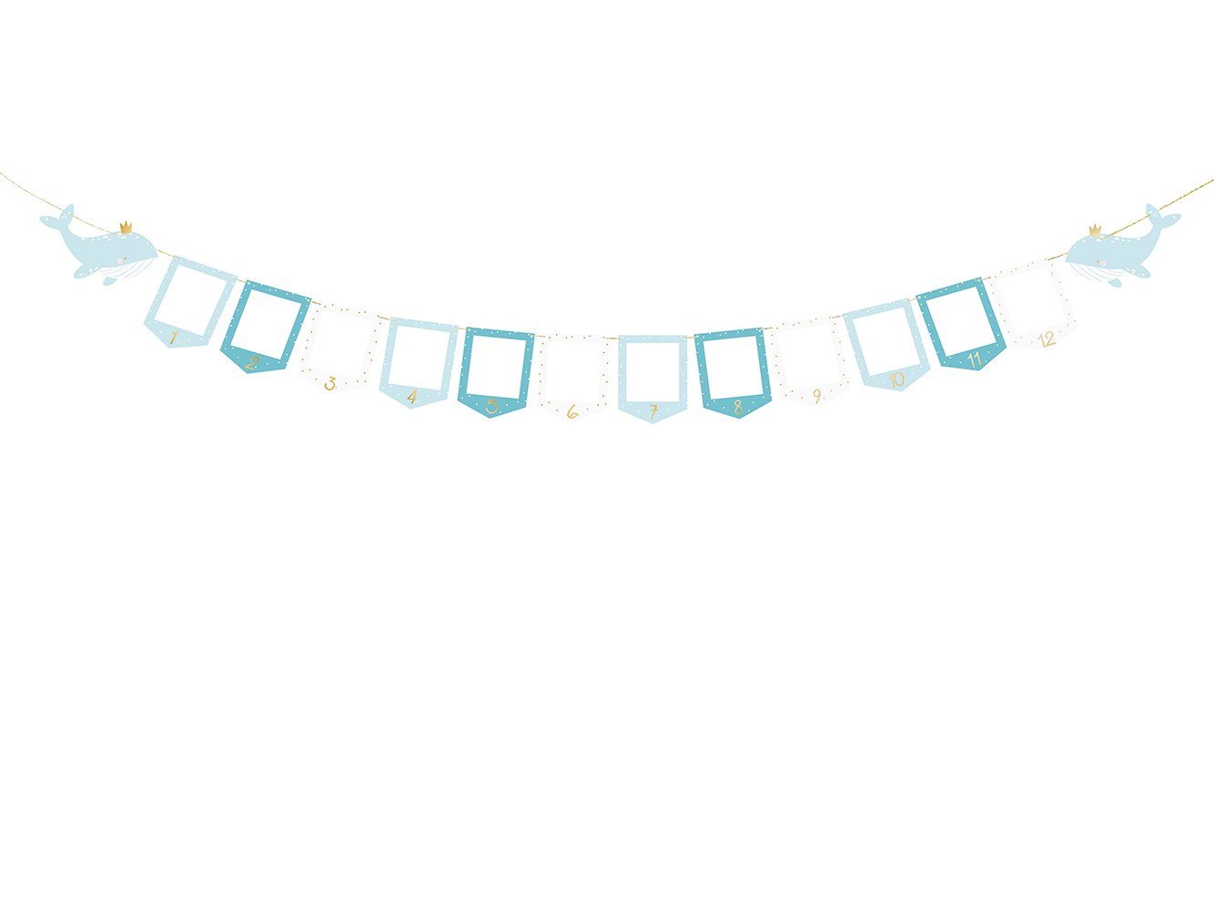 partydeco Girlande, Fotogirlande Banner aus Papier Wal 15x300cm blau gold