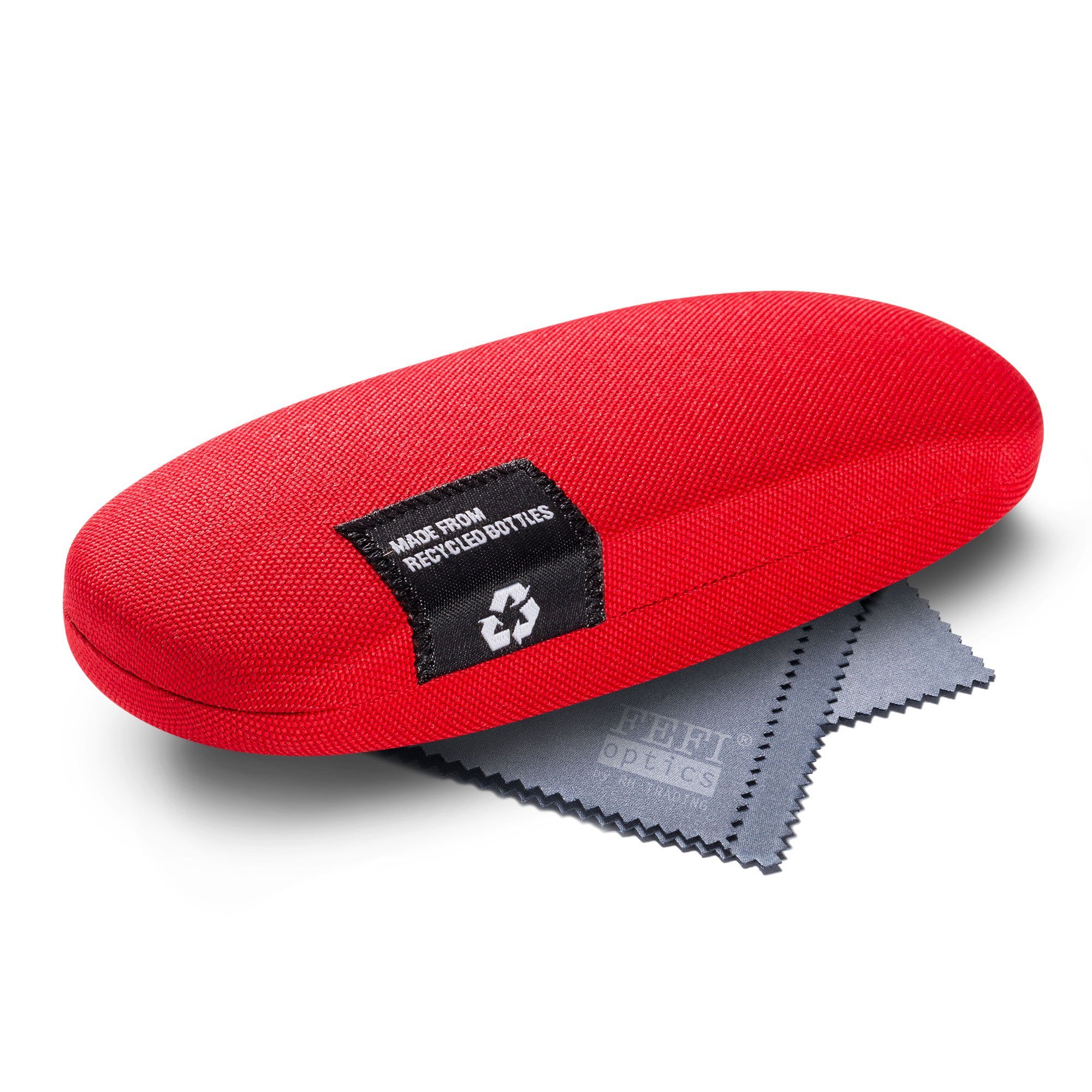 FEFI Brillenetui Hardcase mit Stoffbezug aus recycelten PET-Flaschen, Set aus 1 Etui + Mikrofasertuch