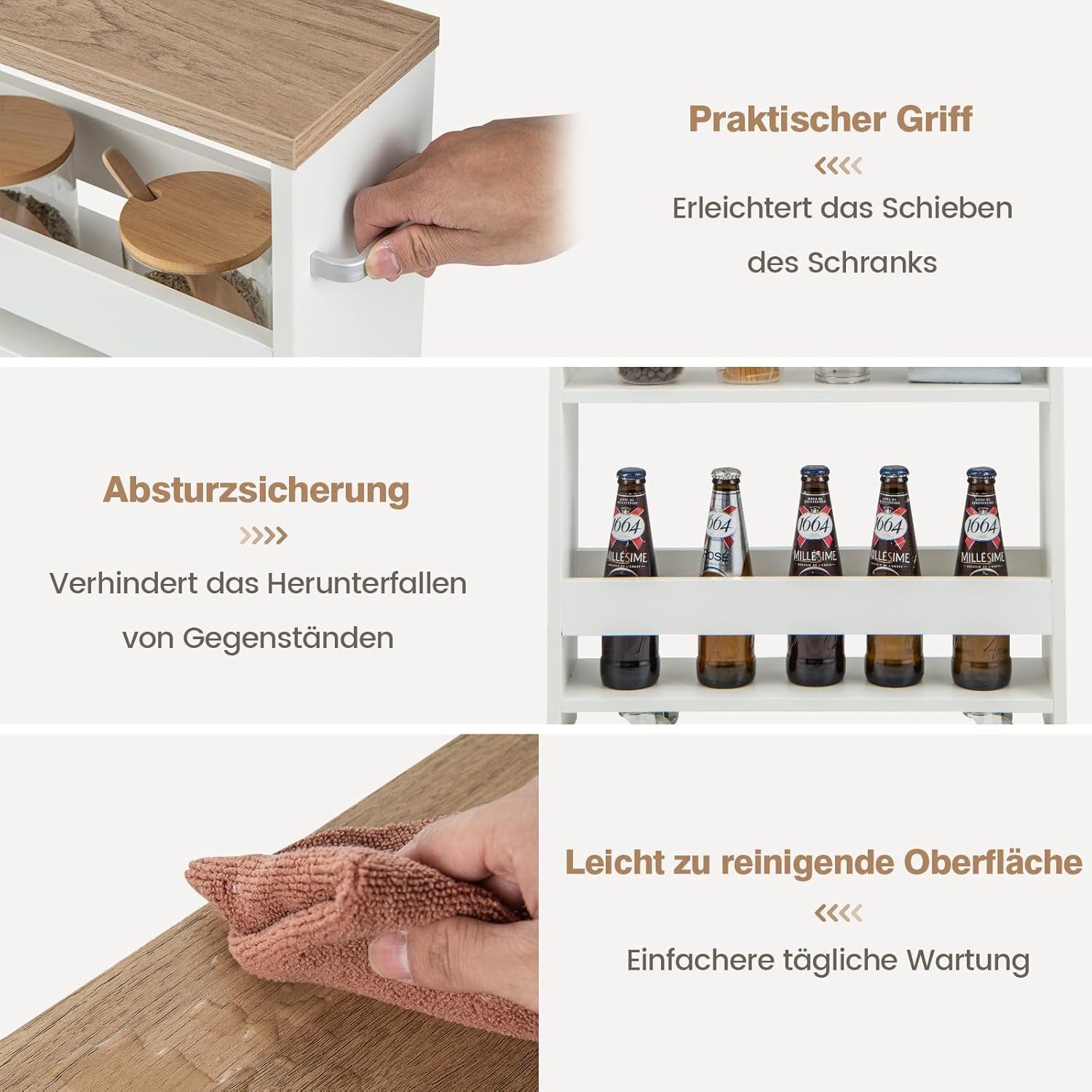 KOMFOTTEU Regalwagen Nischenregal, 4 Ebenen, mit Griff günstig online kaufen