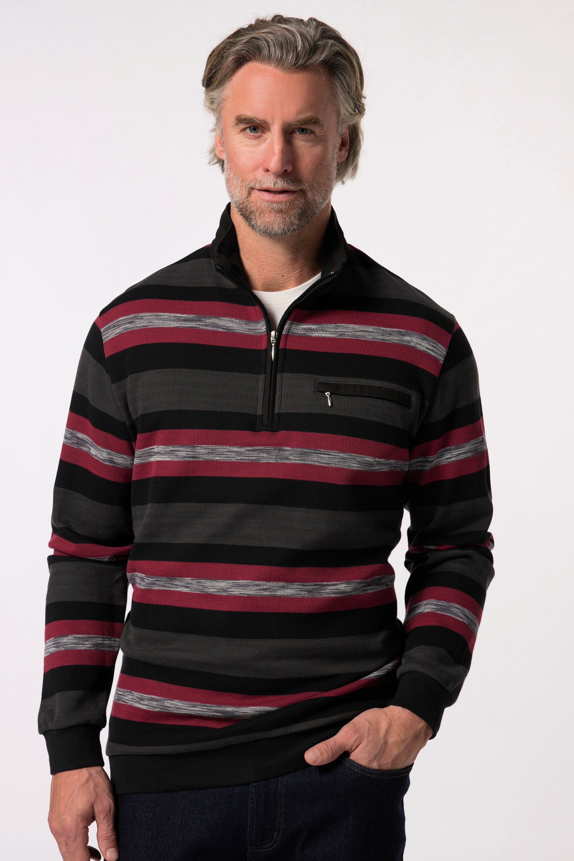 Boston Park Sweatshirt Troyer Zippkragen Brusttasche