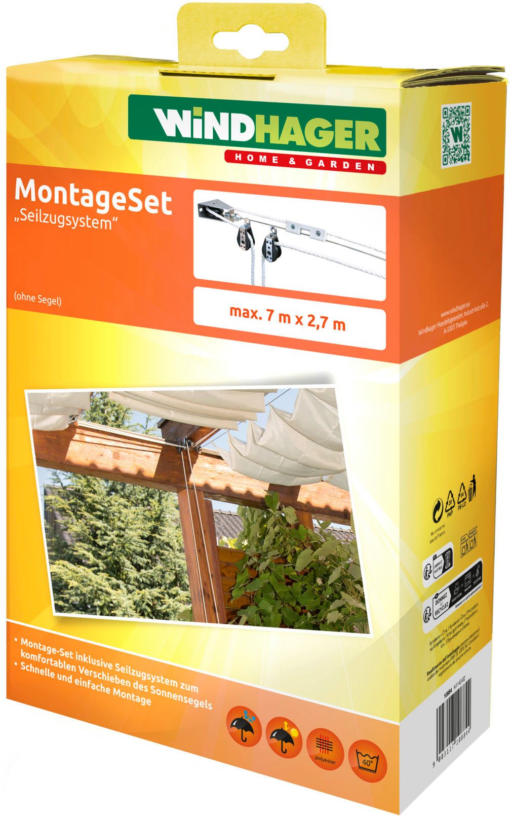 Windhager Seilspanngarnitur, Seilzug-Set zum Spannen von Sonnensegeln